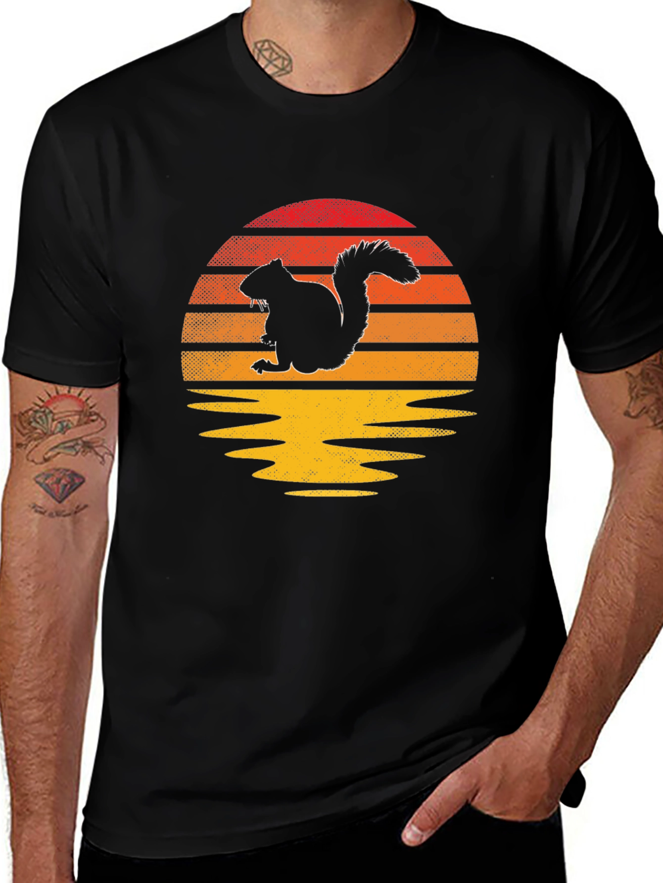 Squirrel Sunset Graphic Tee - Nature Lover Shirt