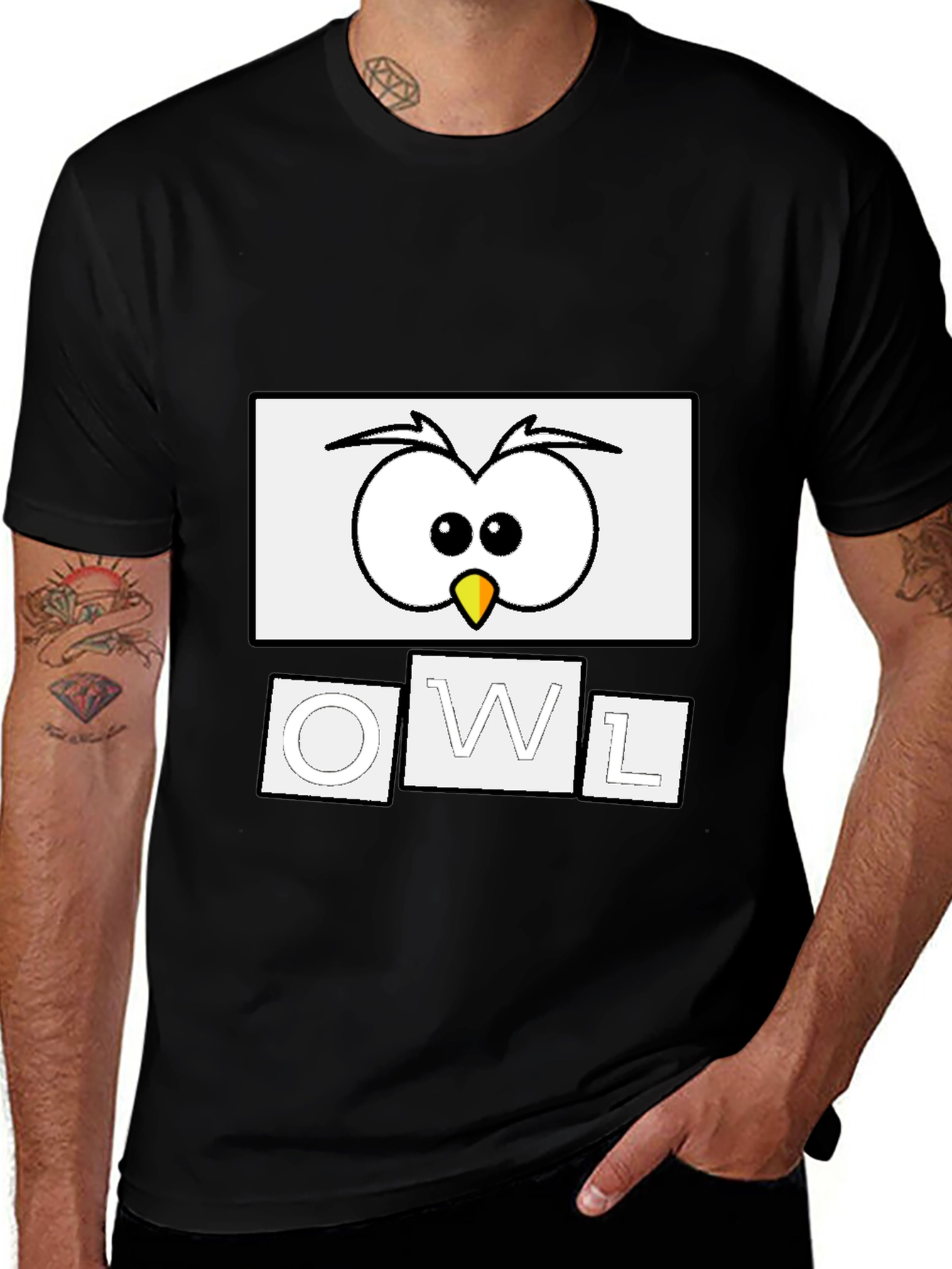Variant 15 of Cool Owl Graphic Tee - Black Cotton Blend Shirt