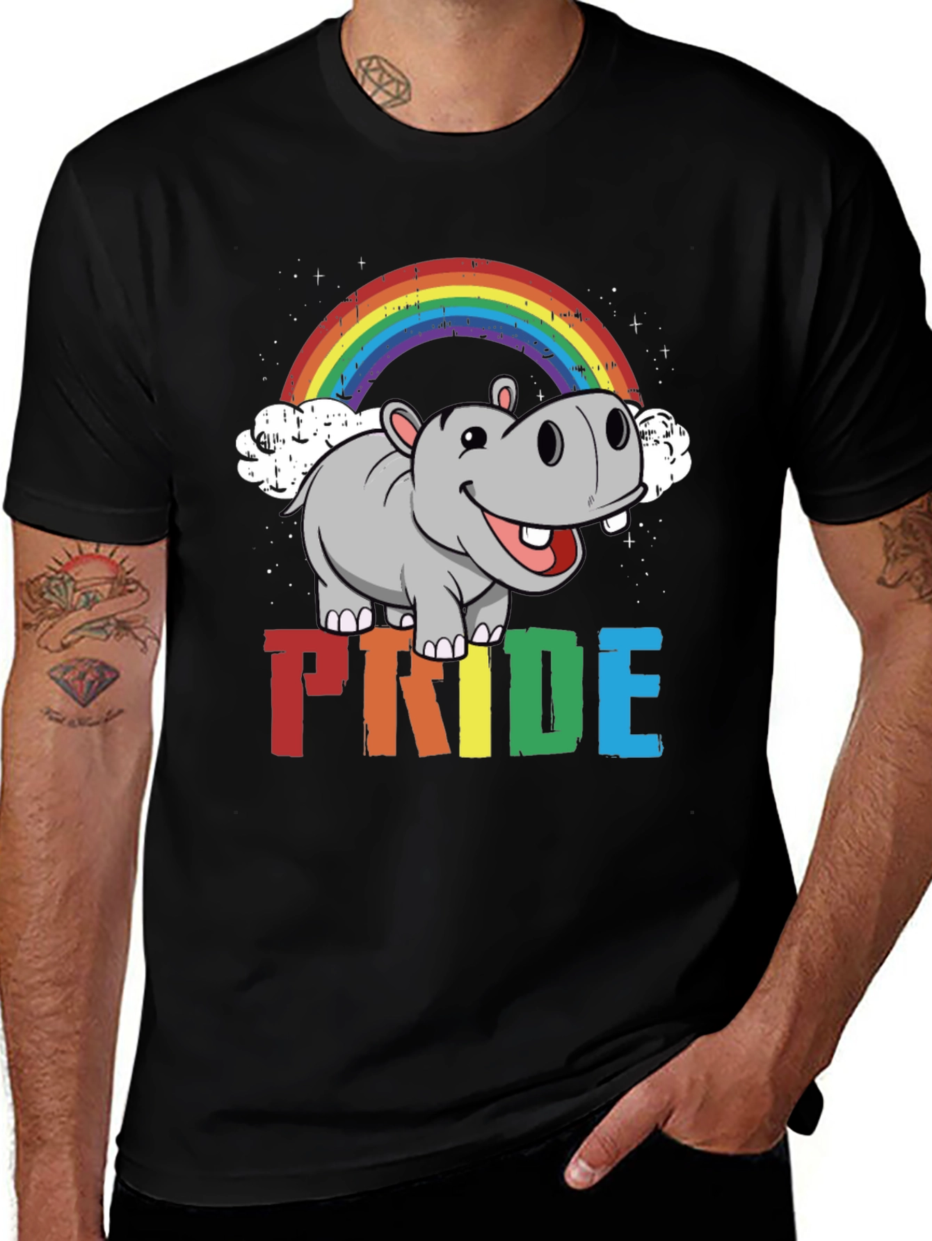Variant 19 of Hippo Pride Rainbow T-Shirt