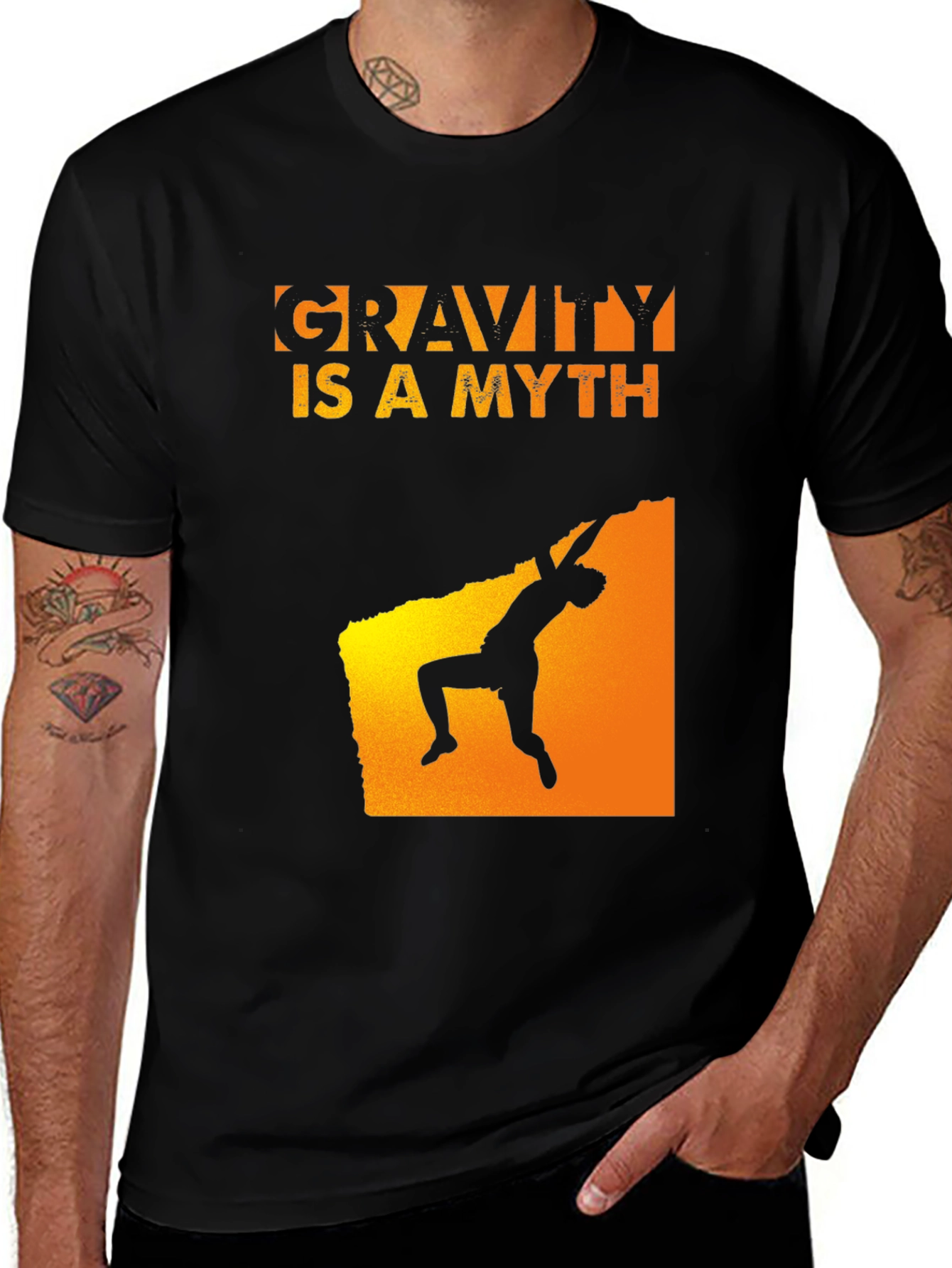 Variant 27 of Gravity Is A Myth Rock Climbing Black T-Shirt