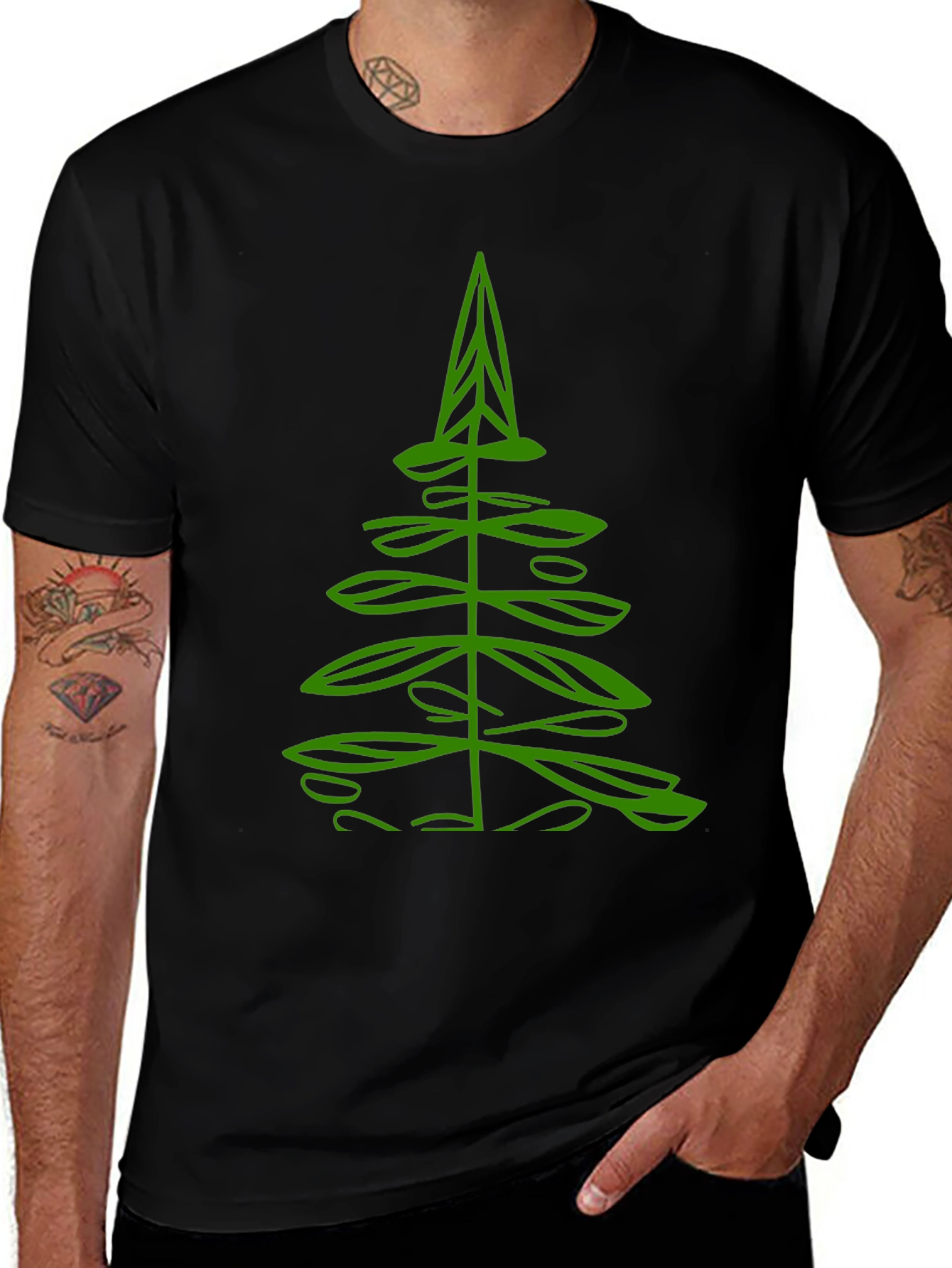 Variant 8 of Abstract Christmas Tree Graphic Tee - Black