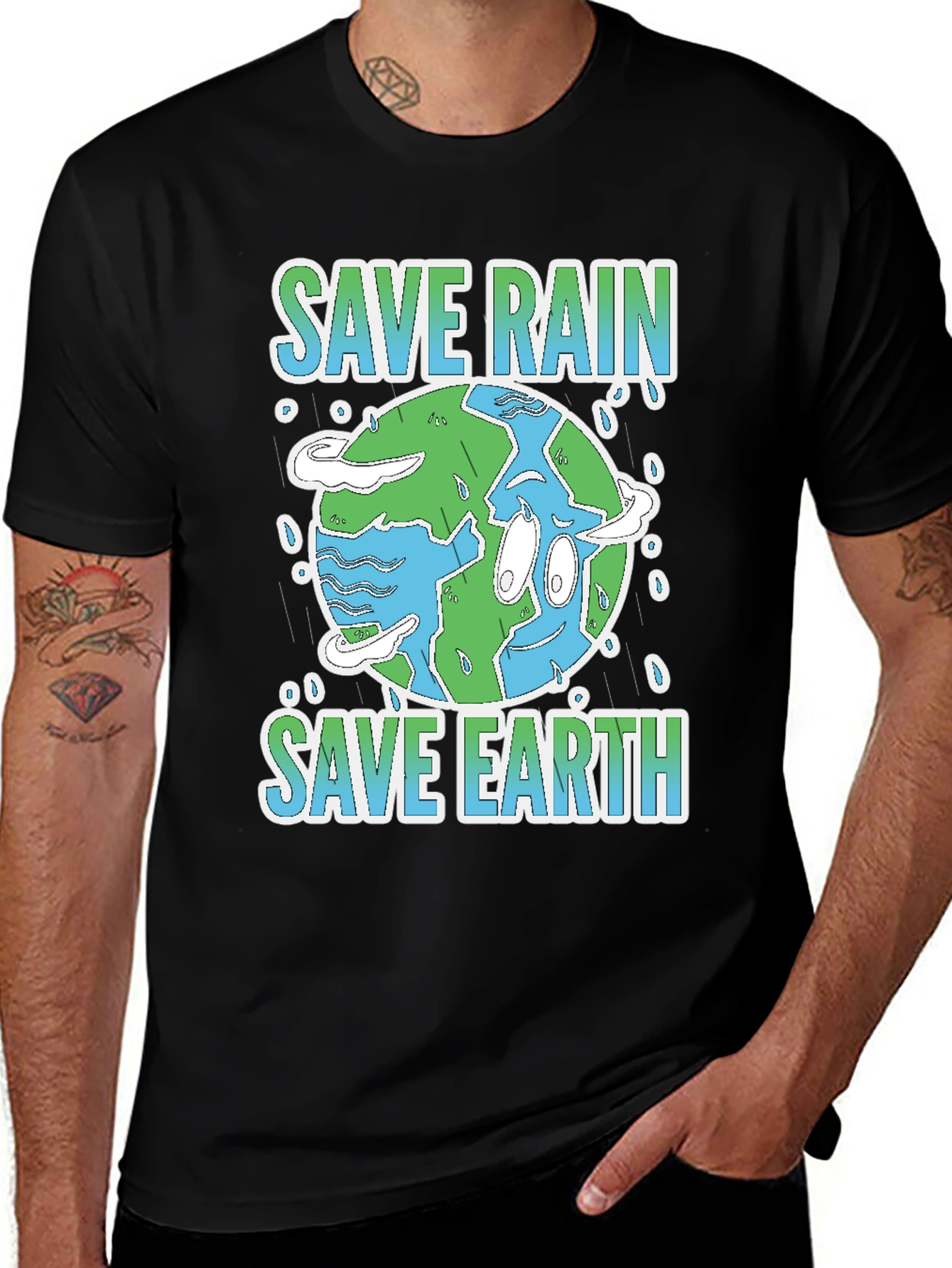 Save Rain Save Earth Graphic Tee - Environmental Awareness T-Shirt