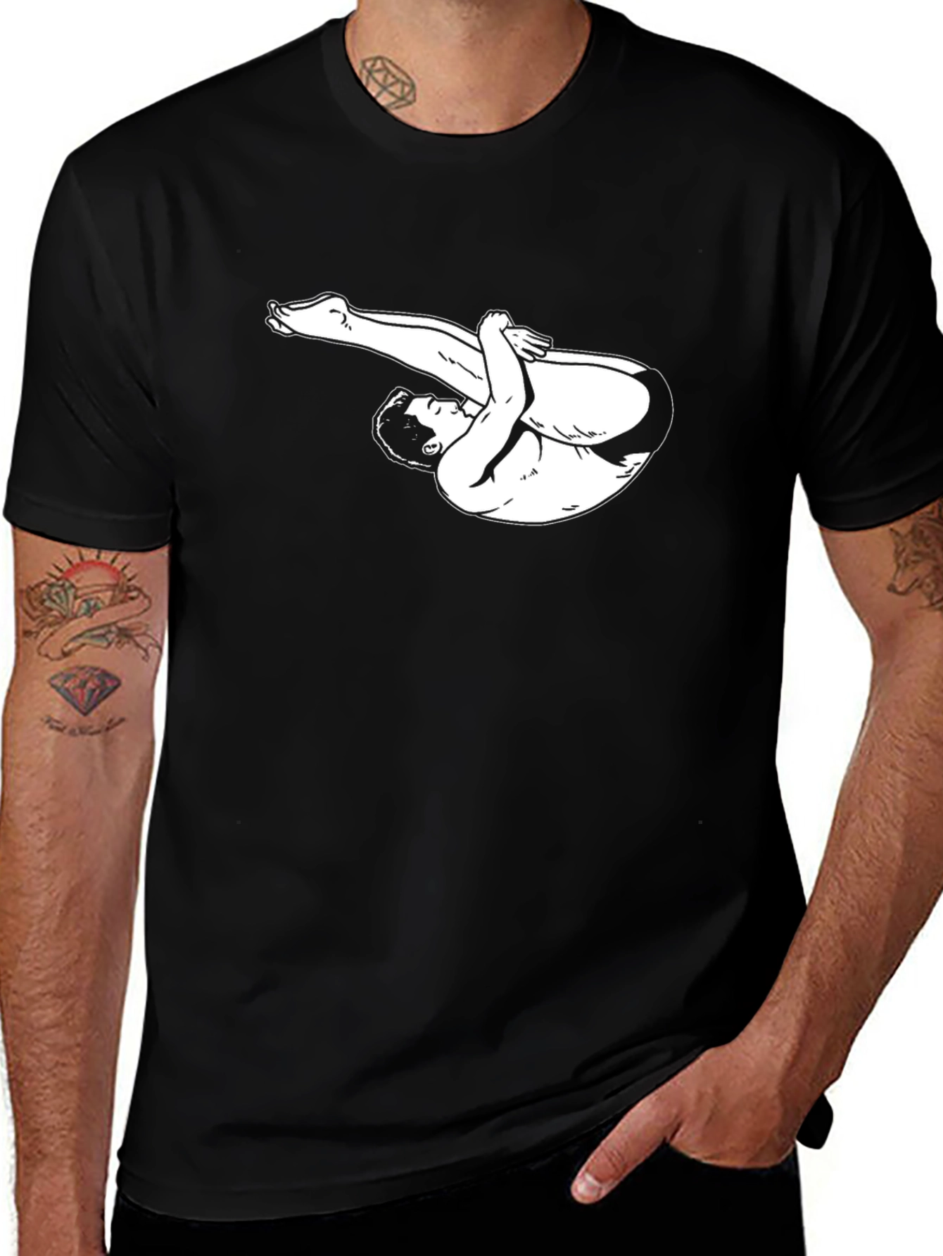 Variant 8 of Diver Silhouette Black T-Shirt - Sporty Style