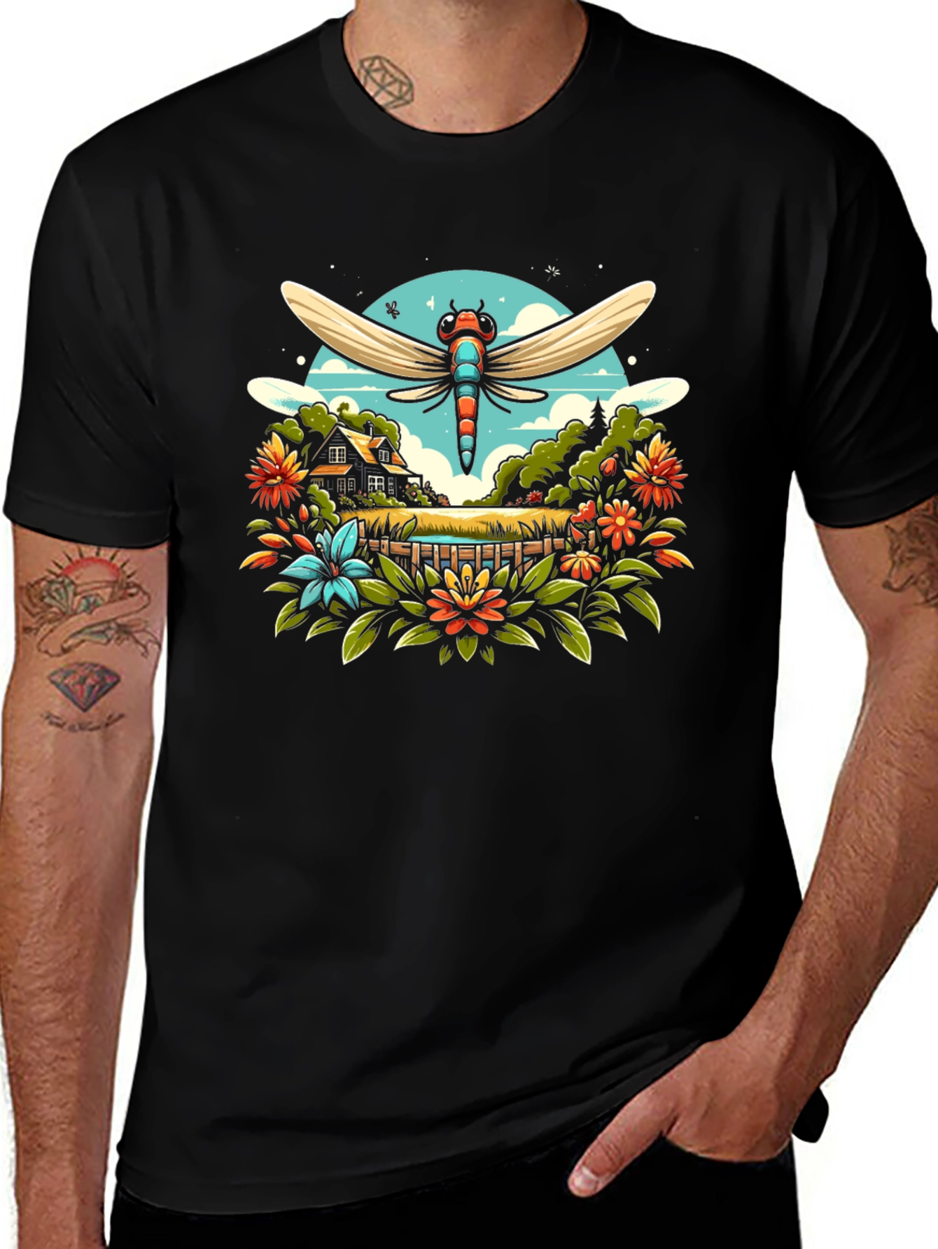 Variant 18 of Dragonfly Garden Graphic T-Shirt