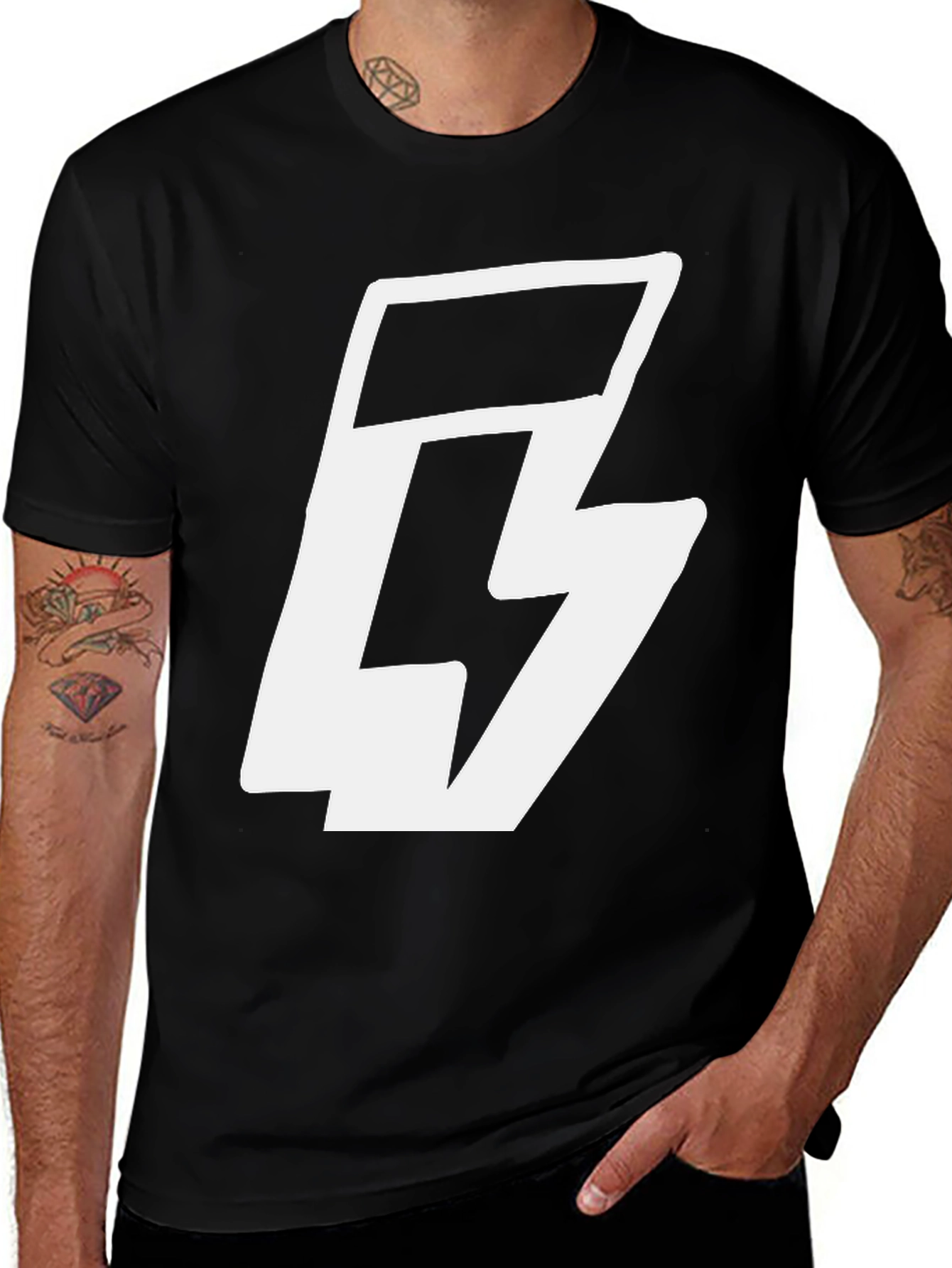 Variant 21 of Bold Graphic Tee - Black T-Shirt with White Logo