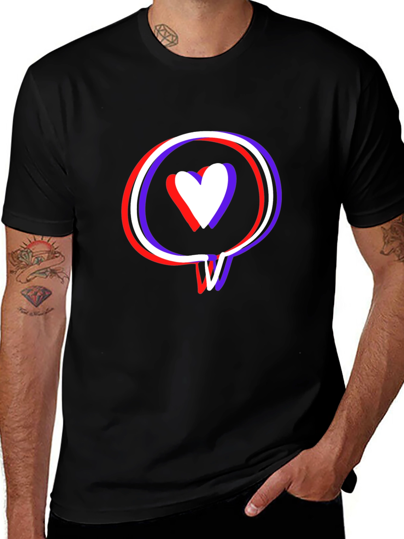 Variant 16 of Love Bubble Graphic Tee - Trendy Black Cotton T-Shirt