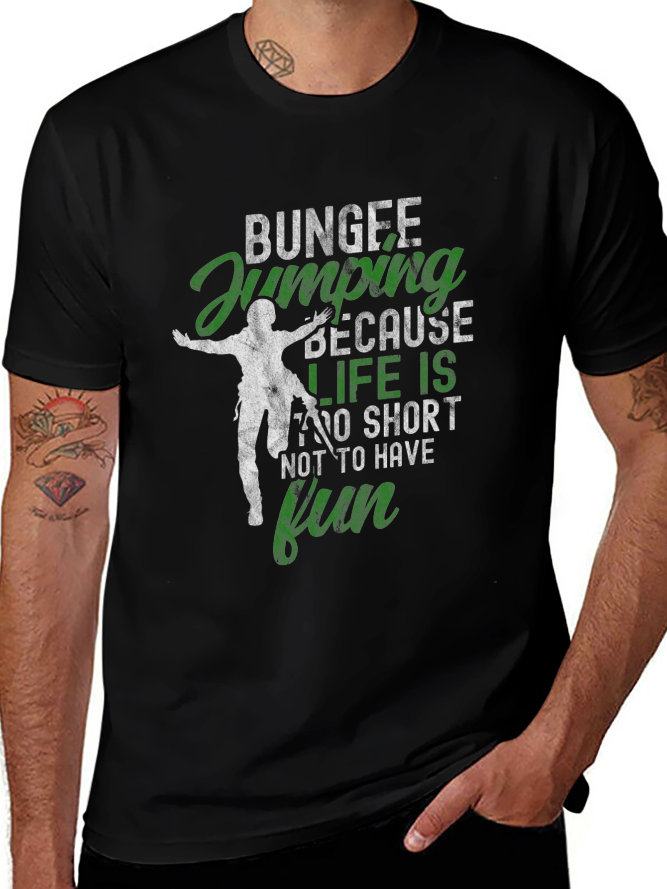 Variant 23 of Bungee Jumping Graphic Tee - Life Is Too Short
