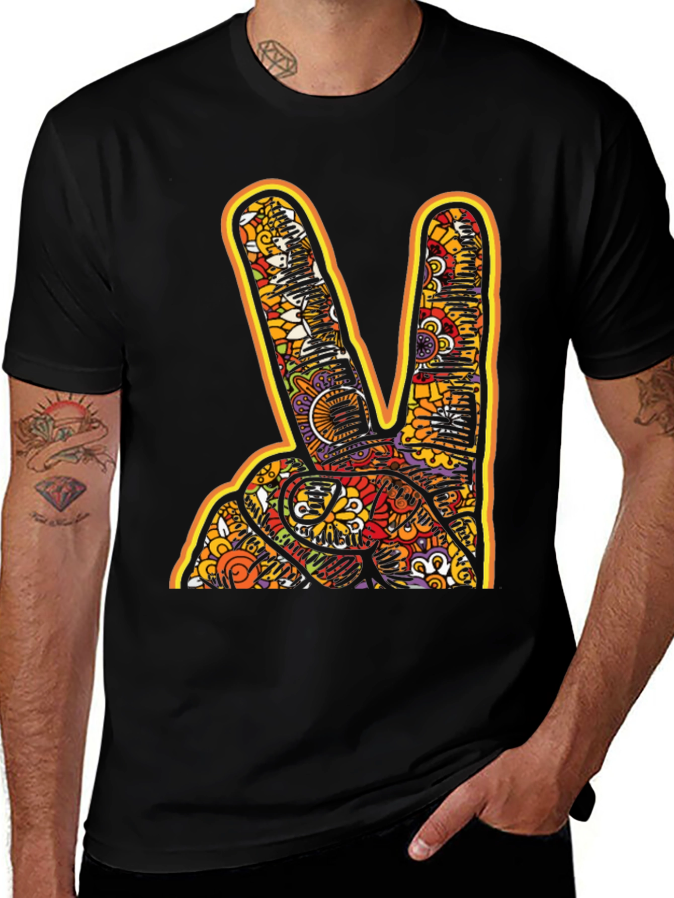 Variant 17 of Peace Sign Graphic Tee - Groovy Retro Style