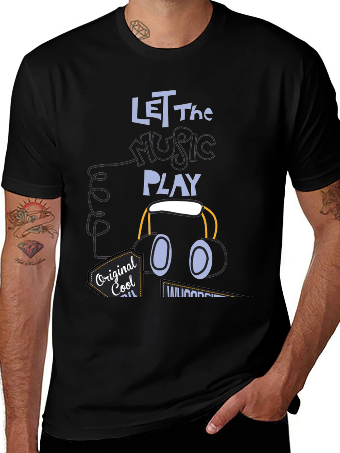 Variant 27 of Let the Music Play Black Graphic Tee
