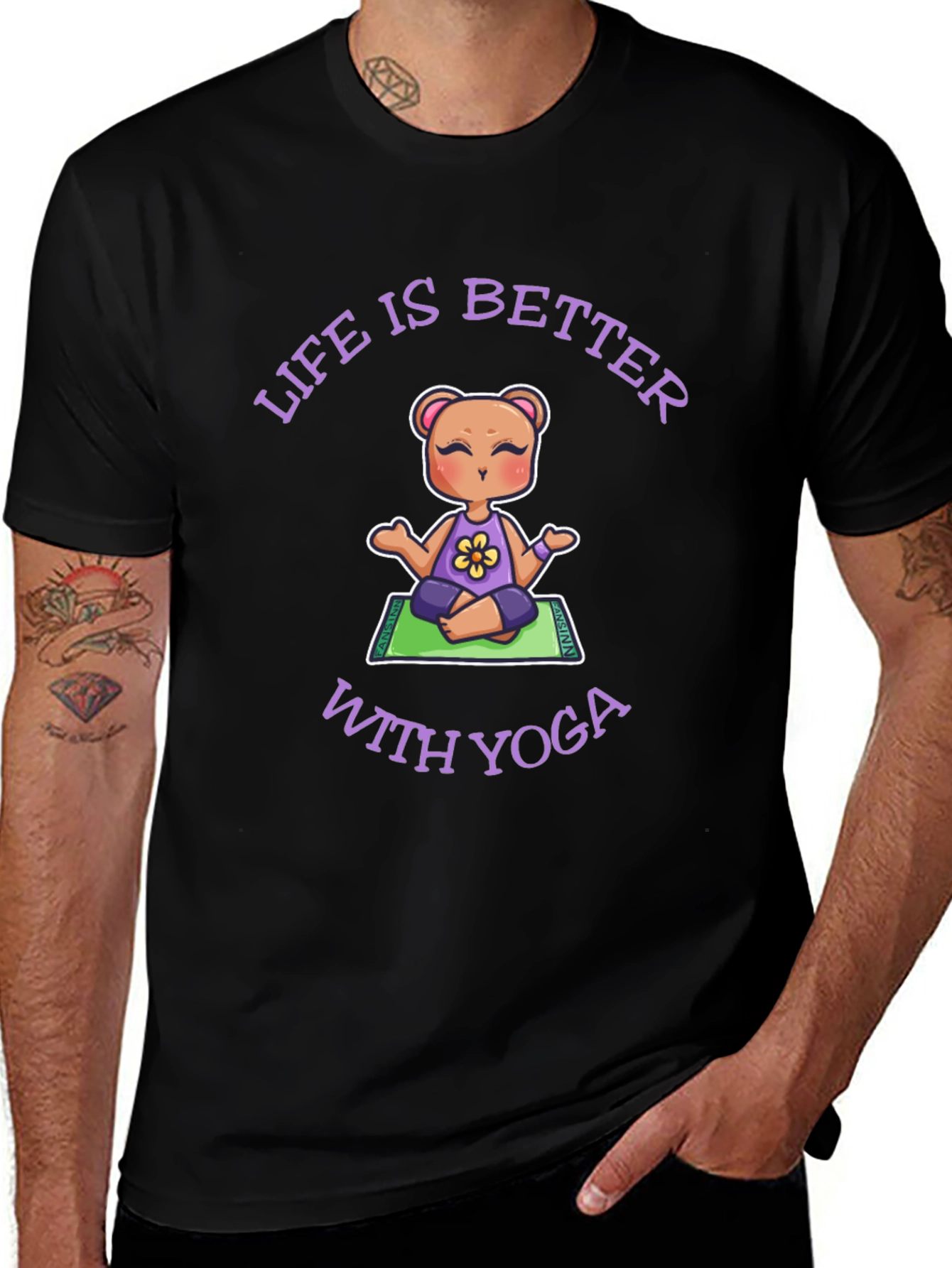 Variant 28 of Yoga Bear Graphic T-Shirt - Life is Better with Yoga