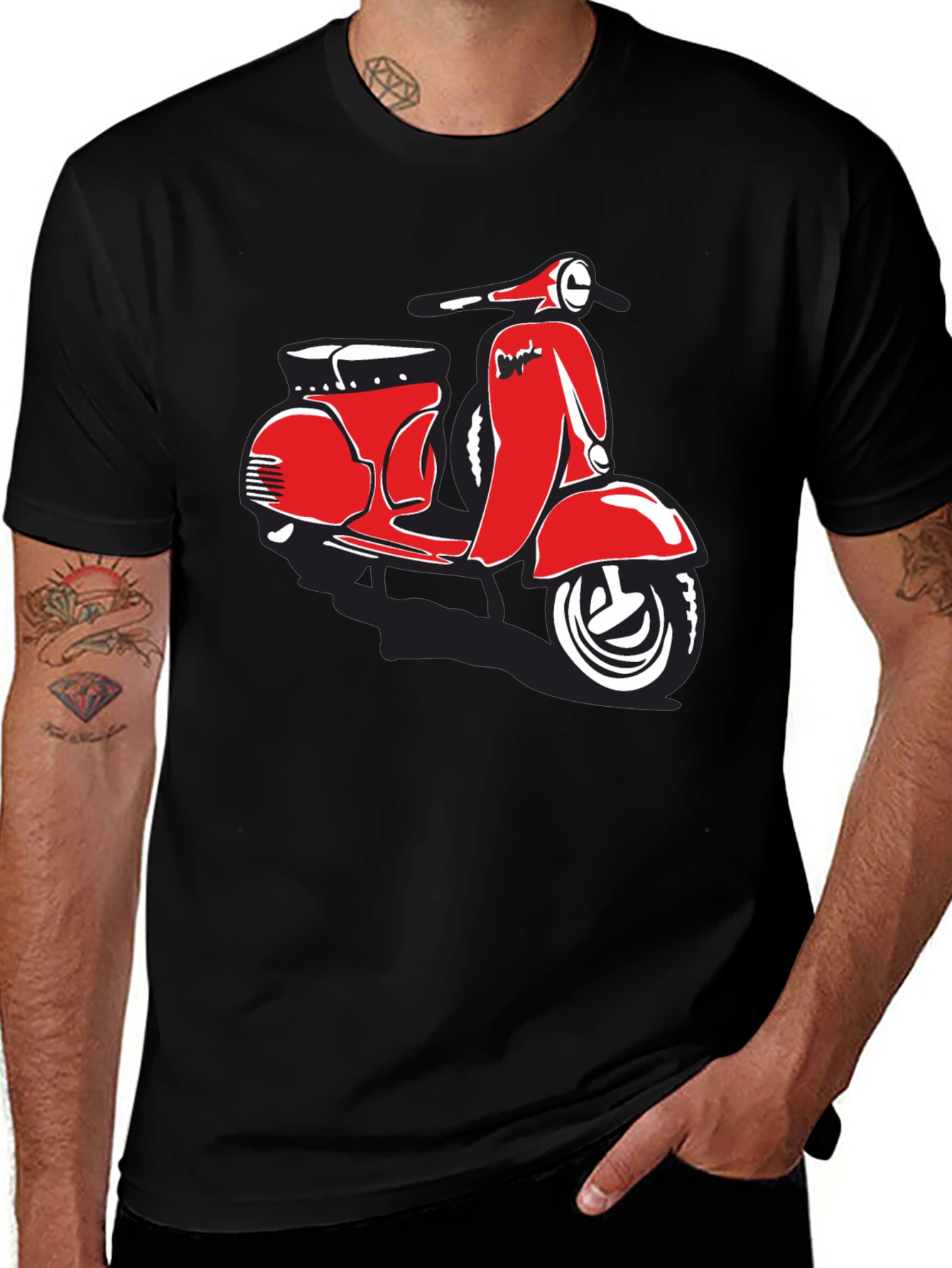 Variant 18 of Retro Scooter Graphic Tee - Classic Black T-Shirt