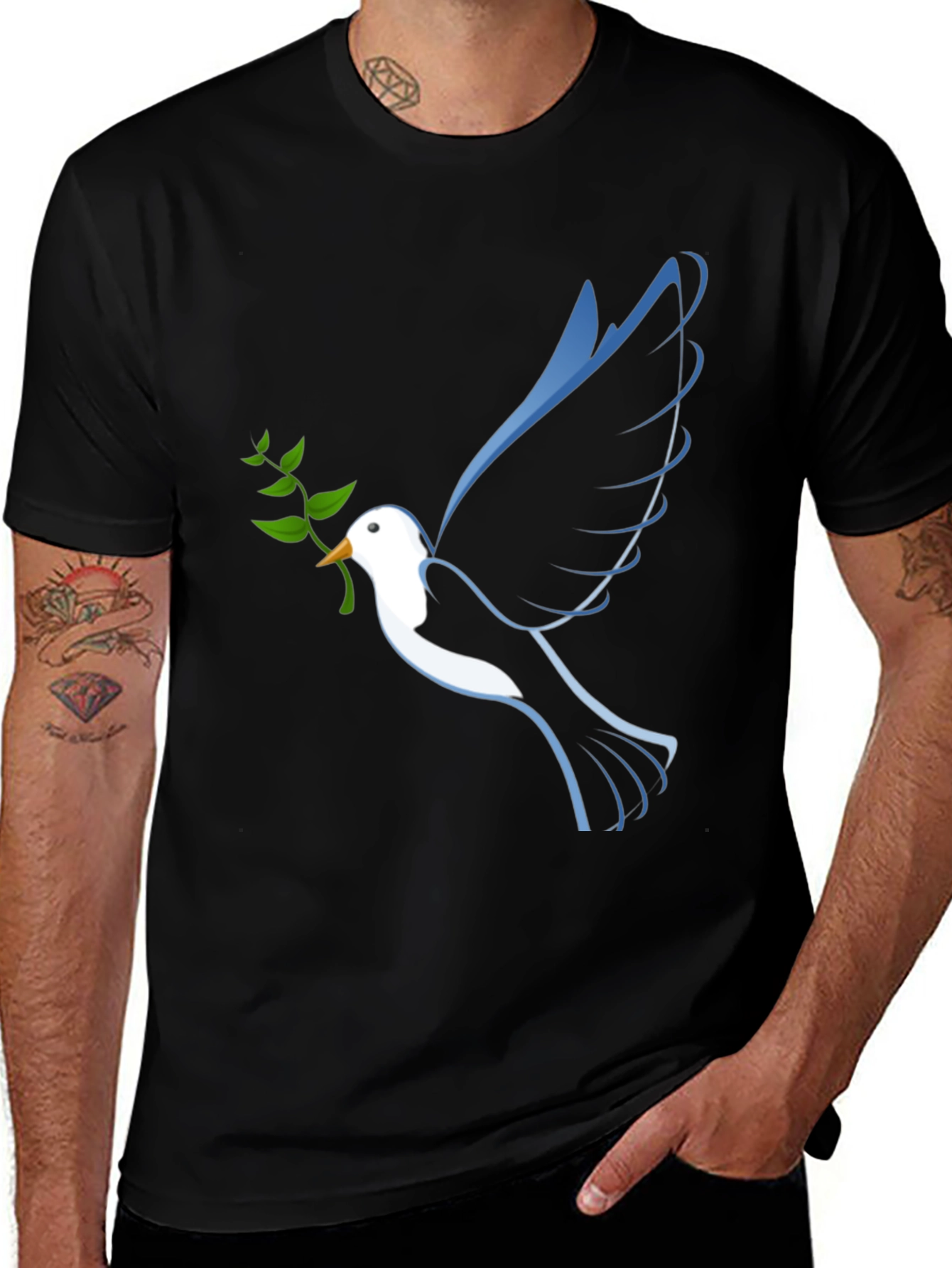 Variant 10 of Peace Dove Graphic Tee - Stylish Black T-Shirt