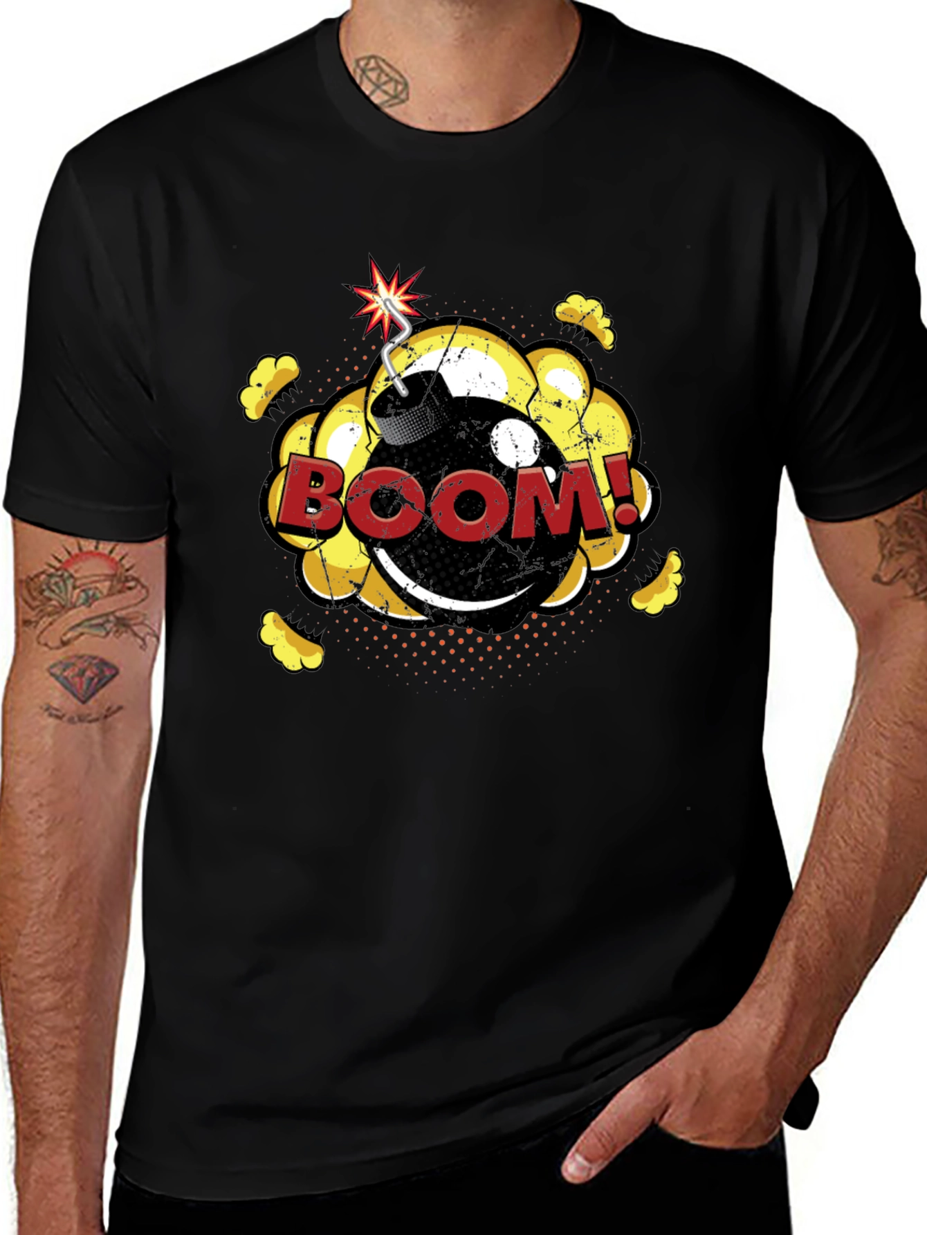 Variant 17 of Boom Graphic T-Shirt - Fun Comic Style Black Tee