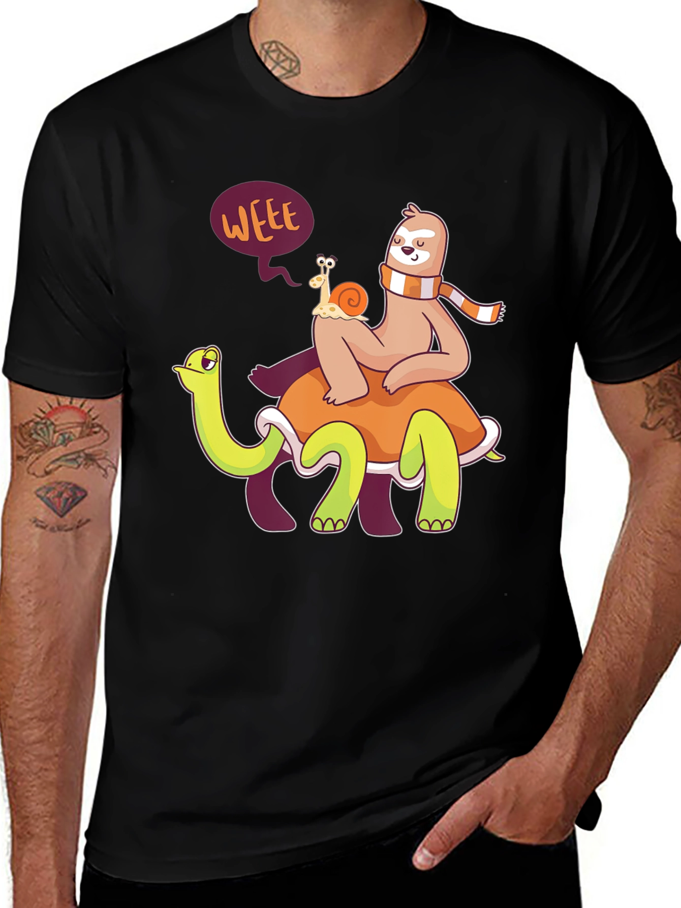 Variant 9 of Funny Sloth, Snail, Turtle Graphic T-Shirt