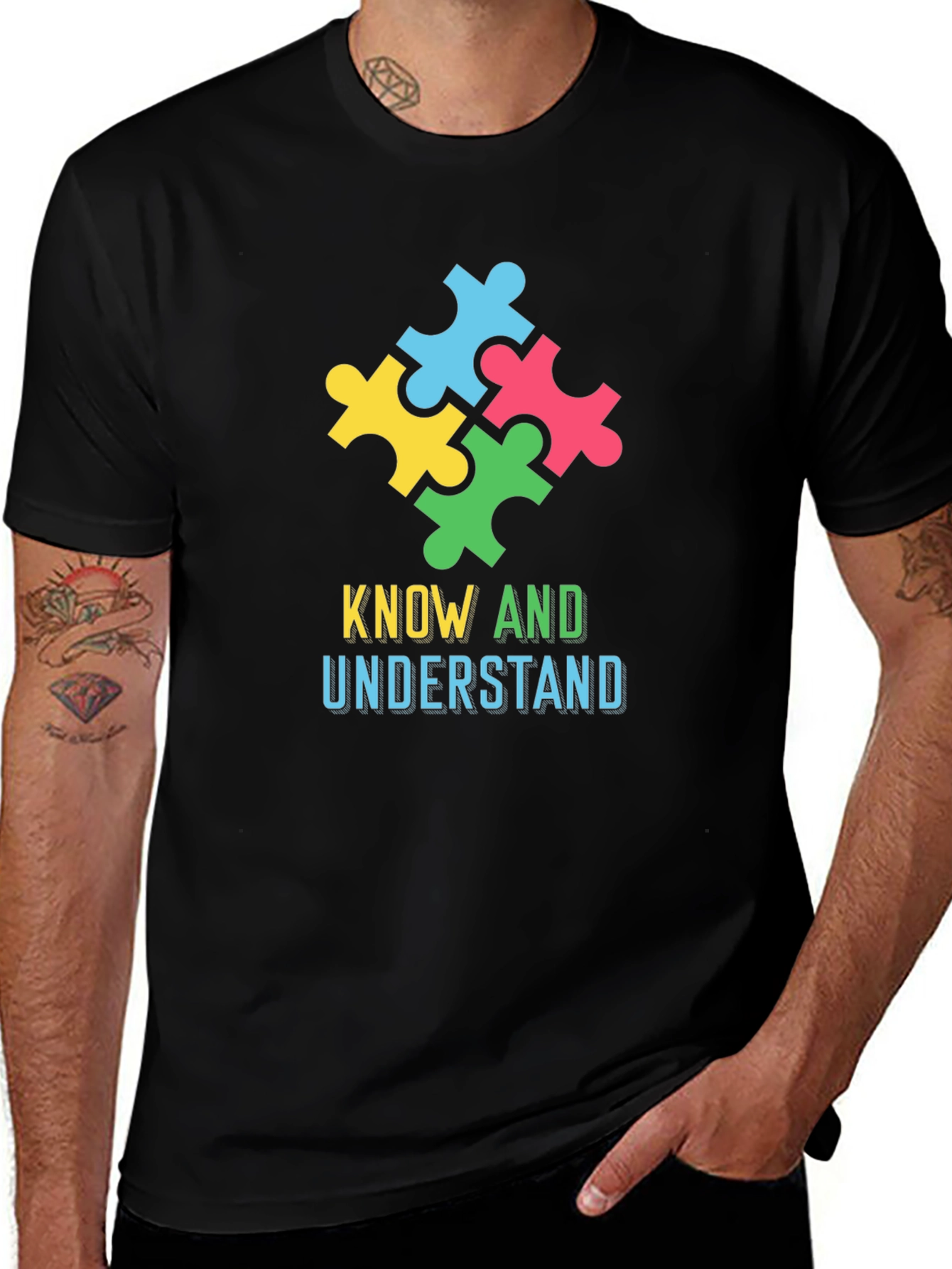 Variant 4 of Autism Awareness Puzzle Piece Graphic Tee
