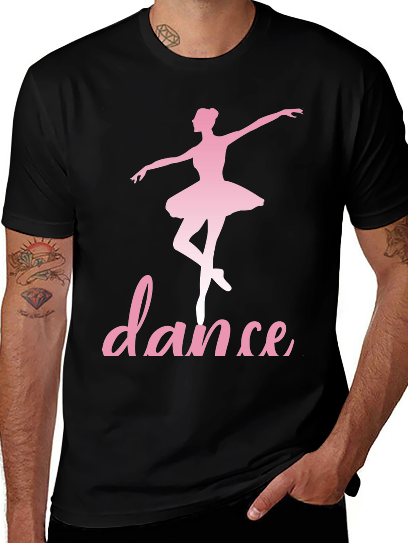 Variant 2 of Dance Ballerina T-Shirt - Pink Design on Black