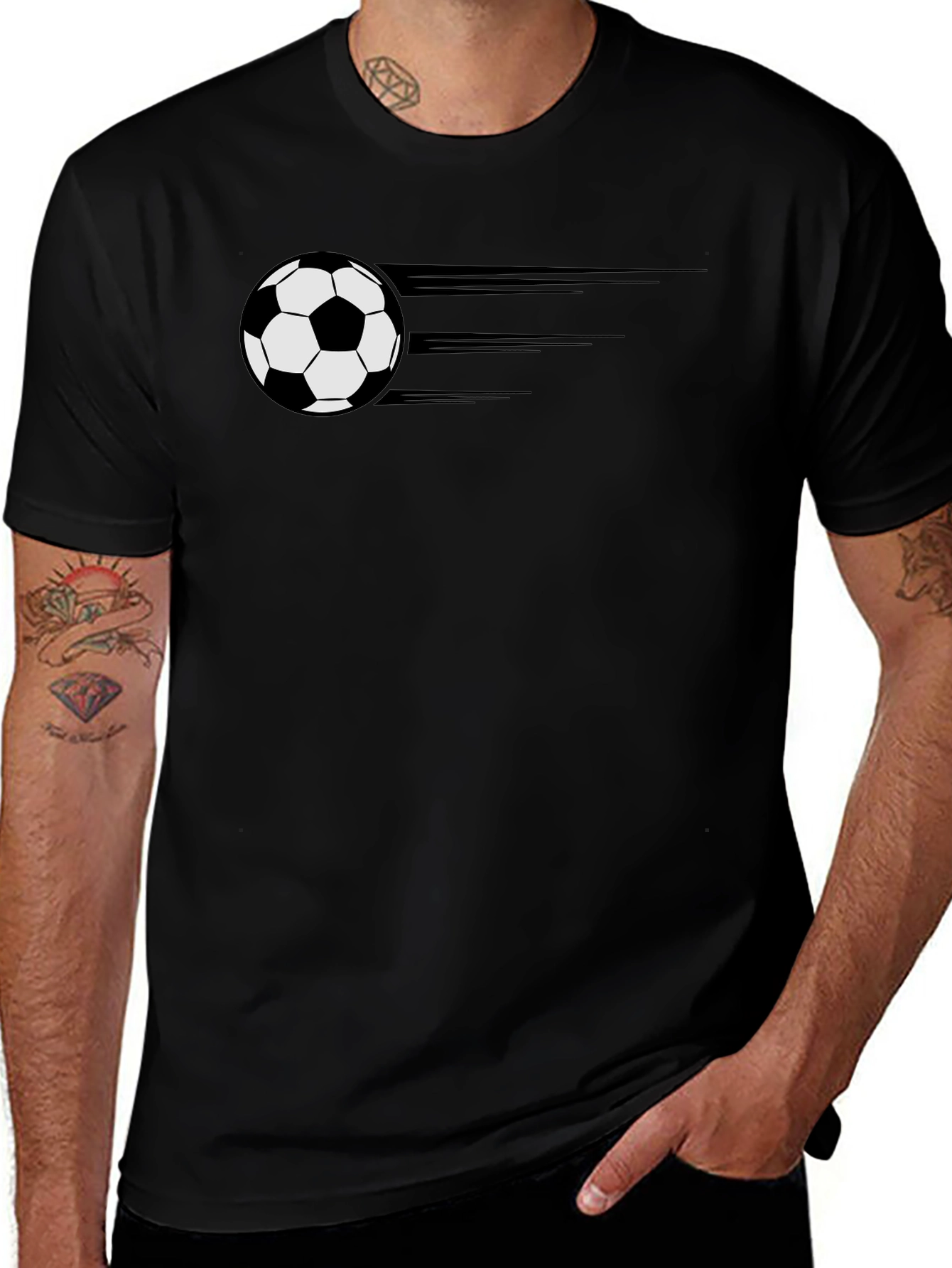 Variant 14 of Men's Black Soccer Ball Graphic T-Shirt