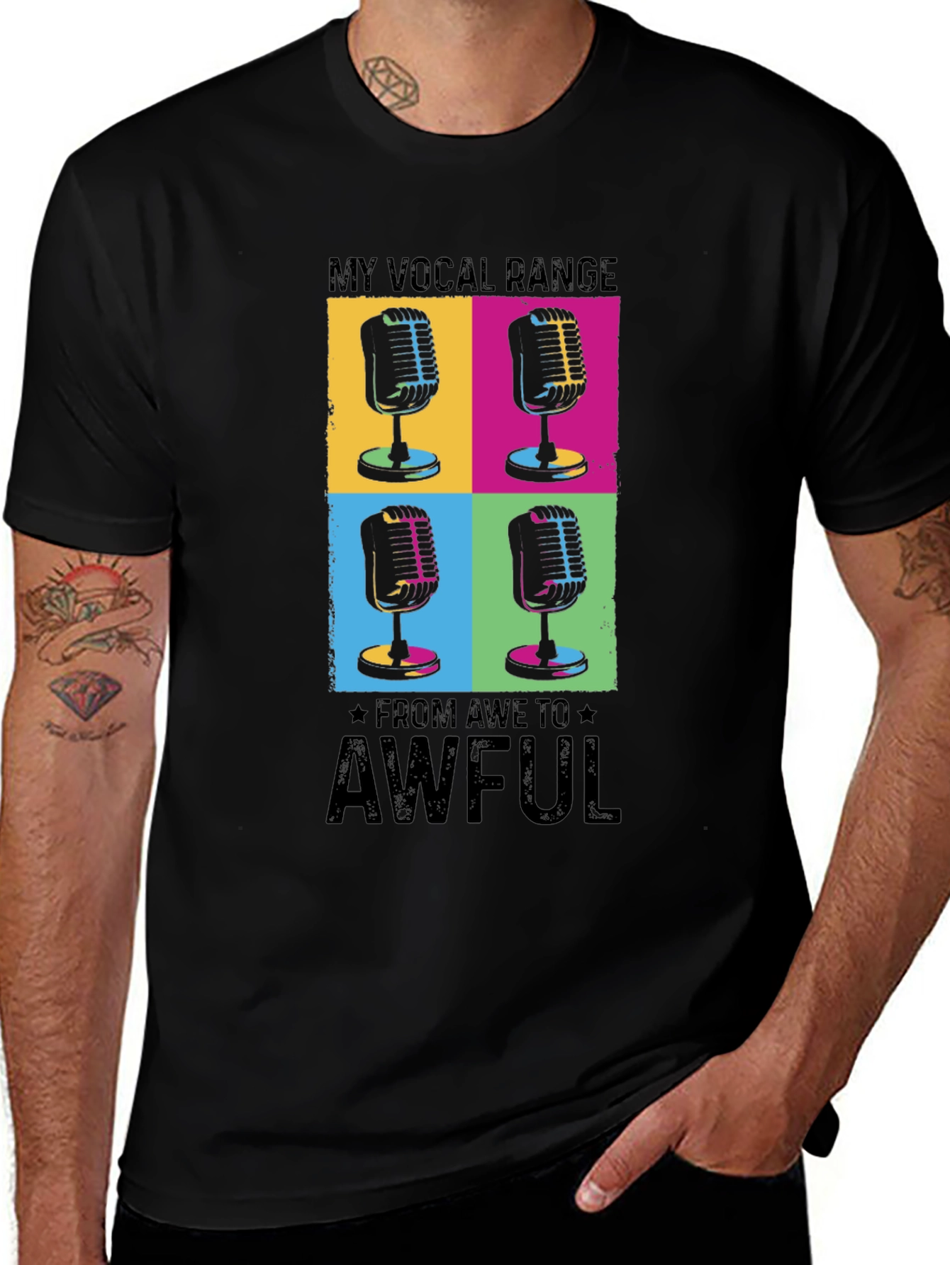 Variant 9 of Vocal Range Funny Microphone Graphic T-Shirt