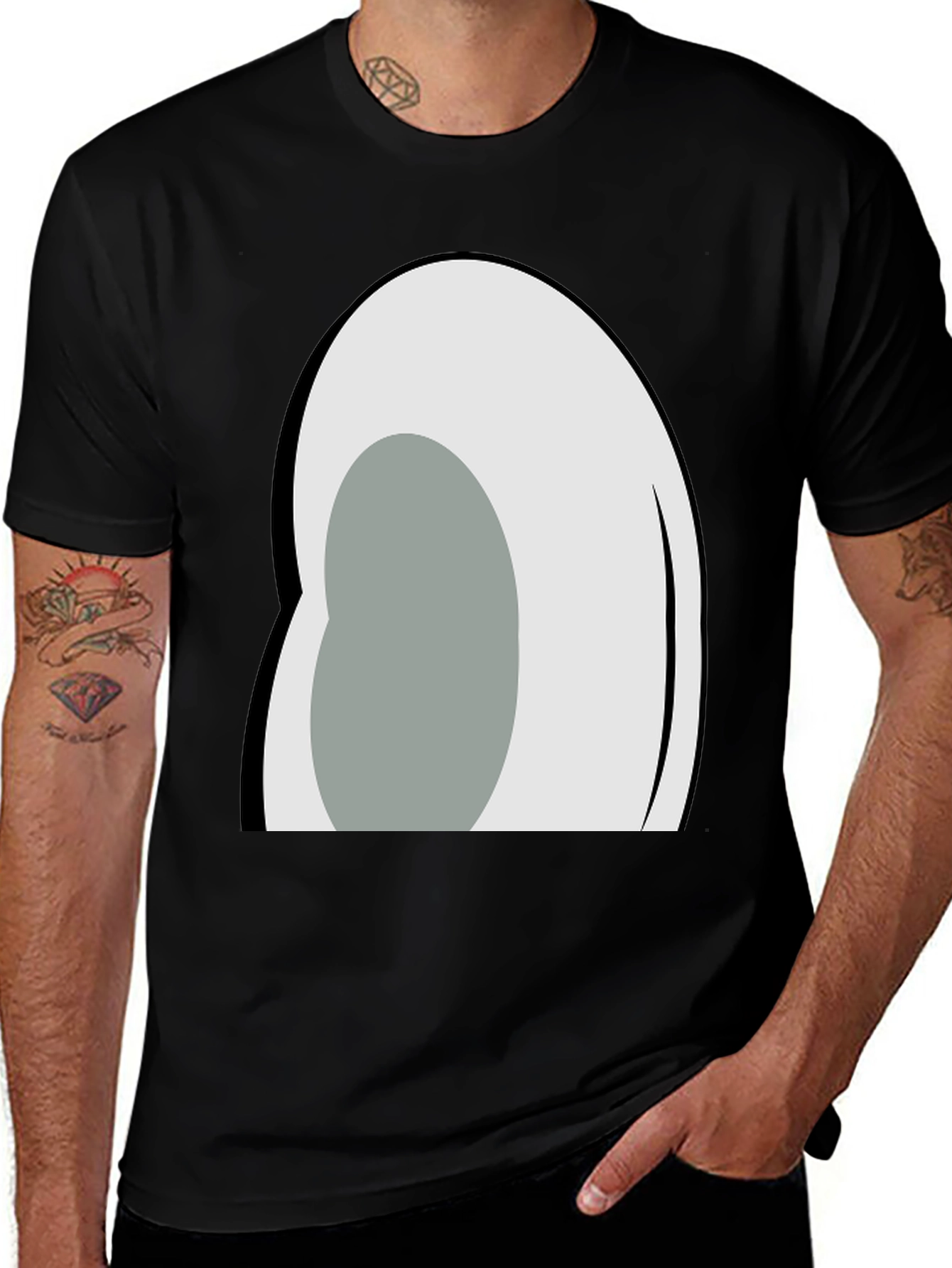 Variant 2 of Cartoon Eye Graphic T-Shirt - Black Casual Tee