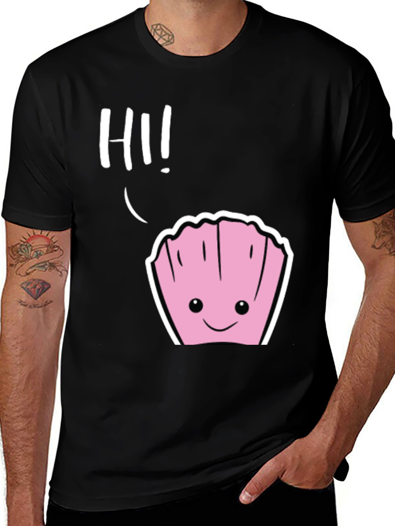 Variant 27 of Cute Clam 'Hi!' Graphic Tee - Soft Cotton Comfort