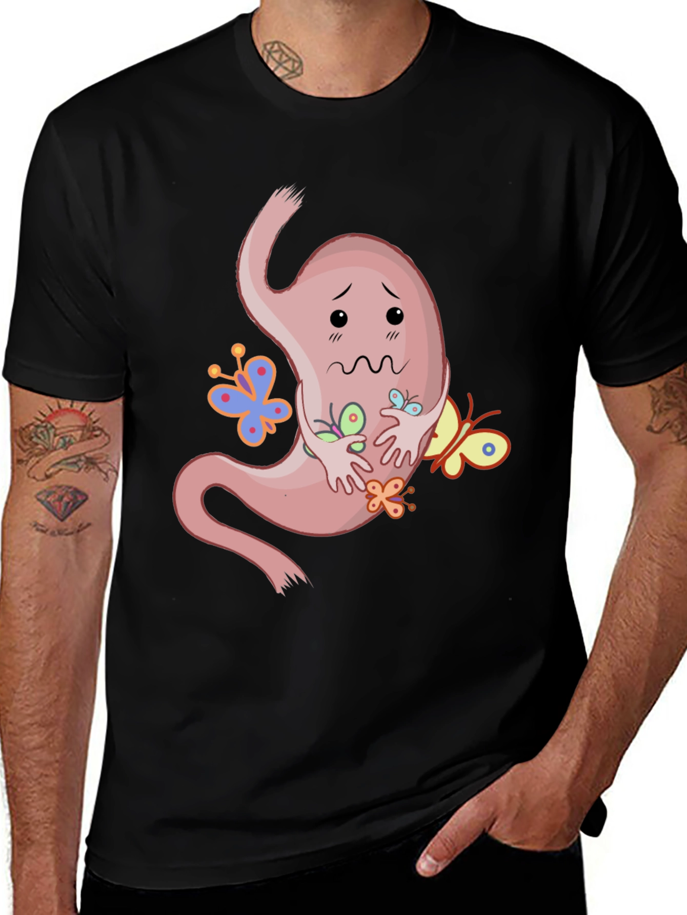 Variant 25 of Stomach Butterflies T-Shirt - Black Graphic Tee