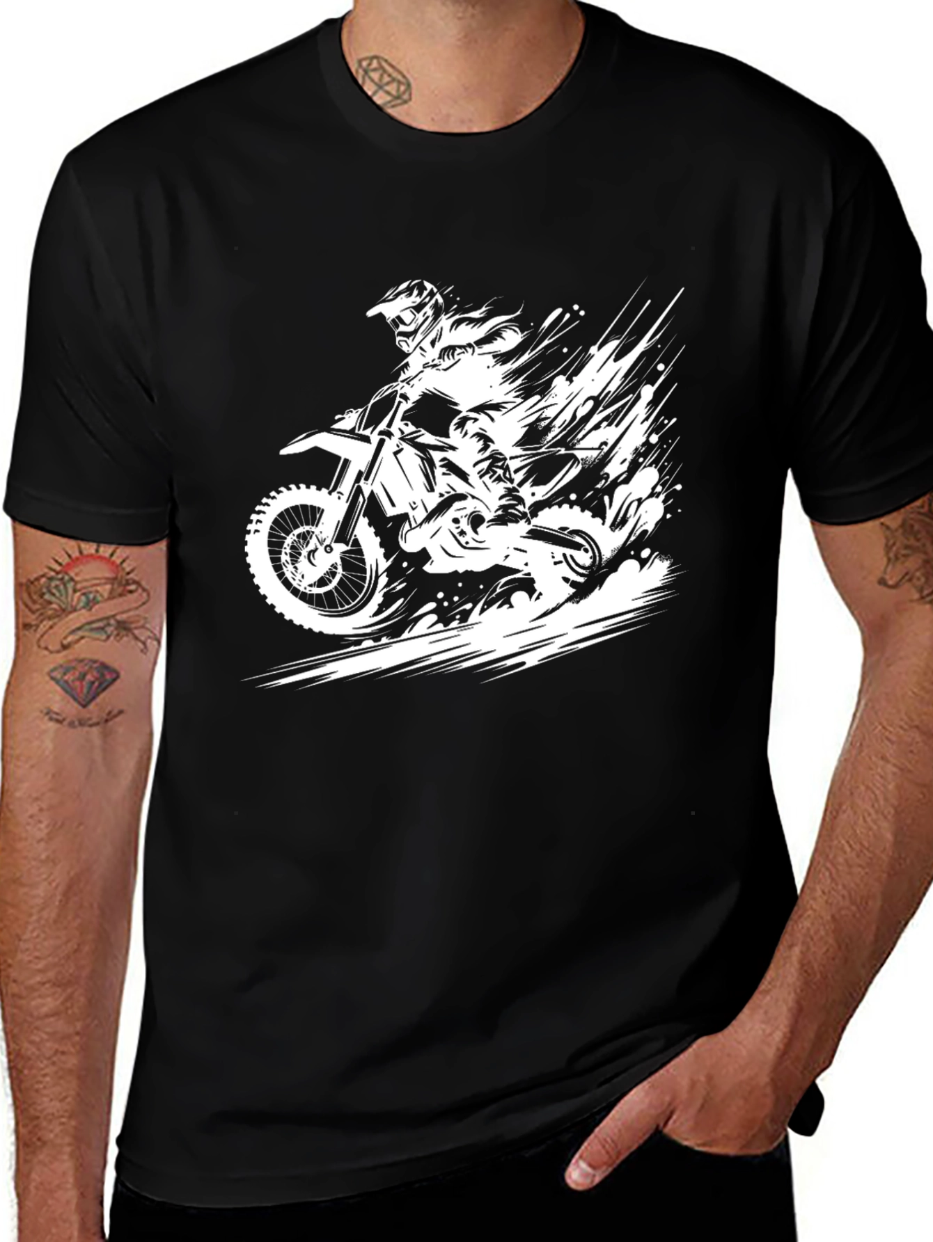 Variant 24 of Motocross Rider Graphic Tee - Black Cotton