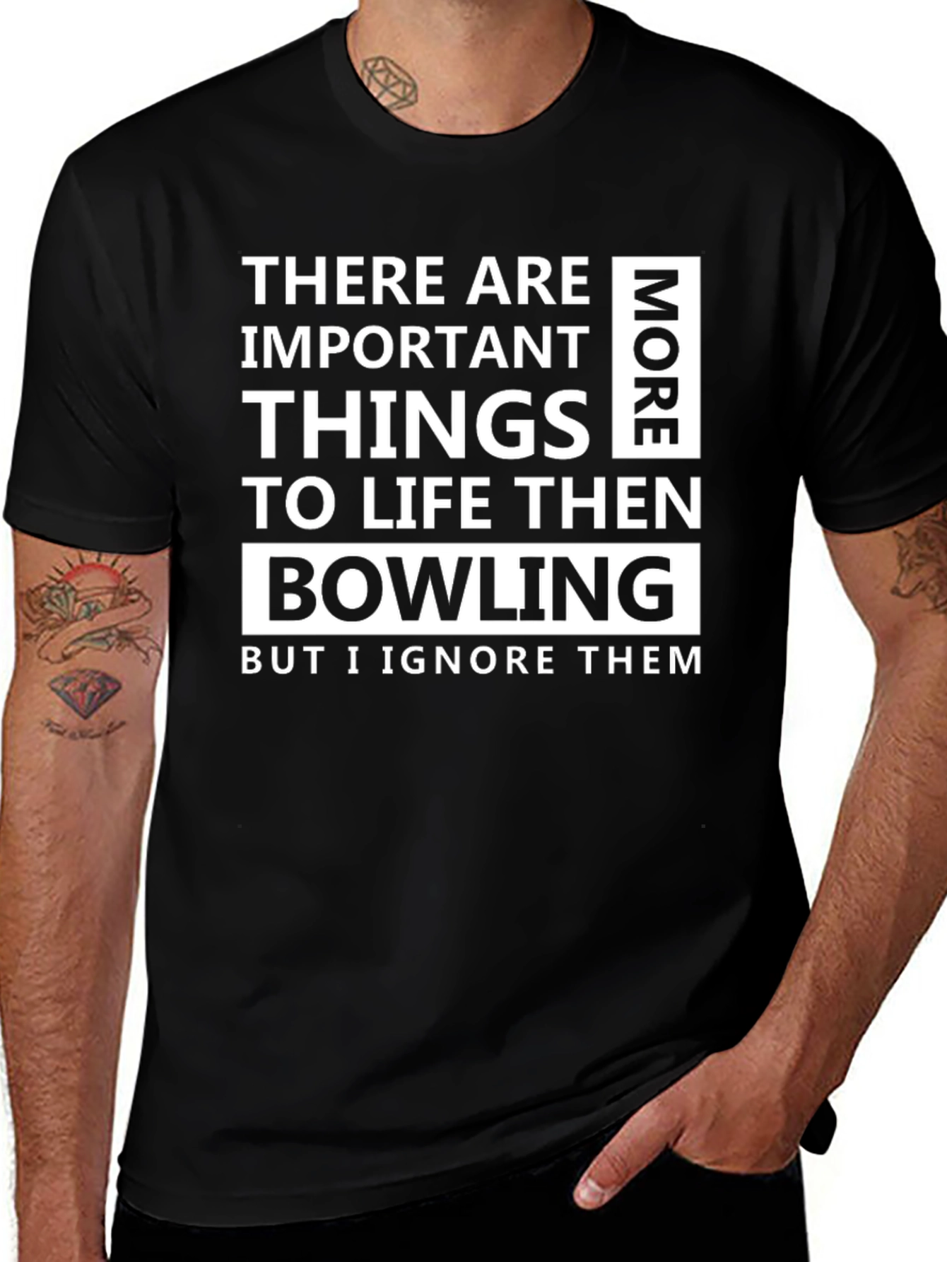 Black Funny Bowling T-Shirt - Important Things main image