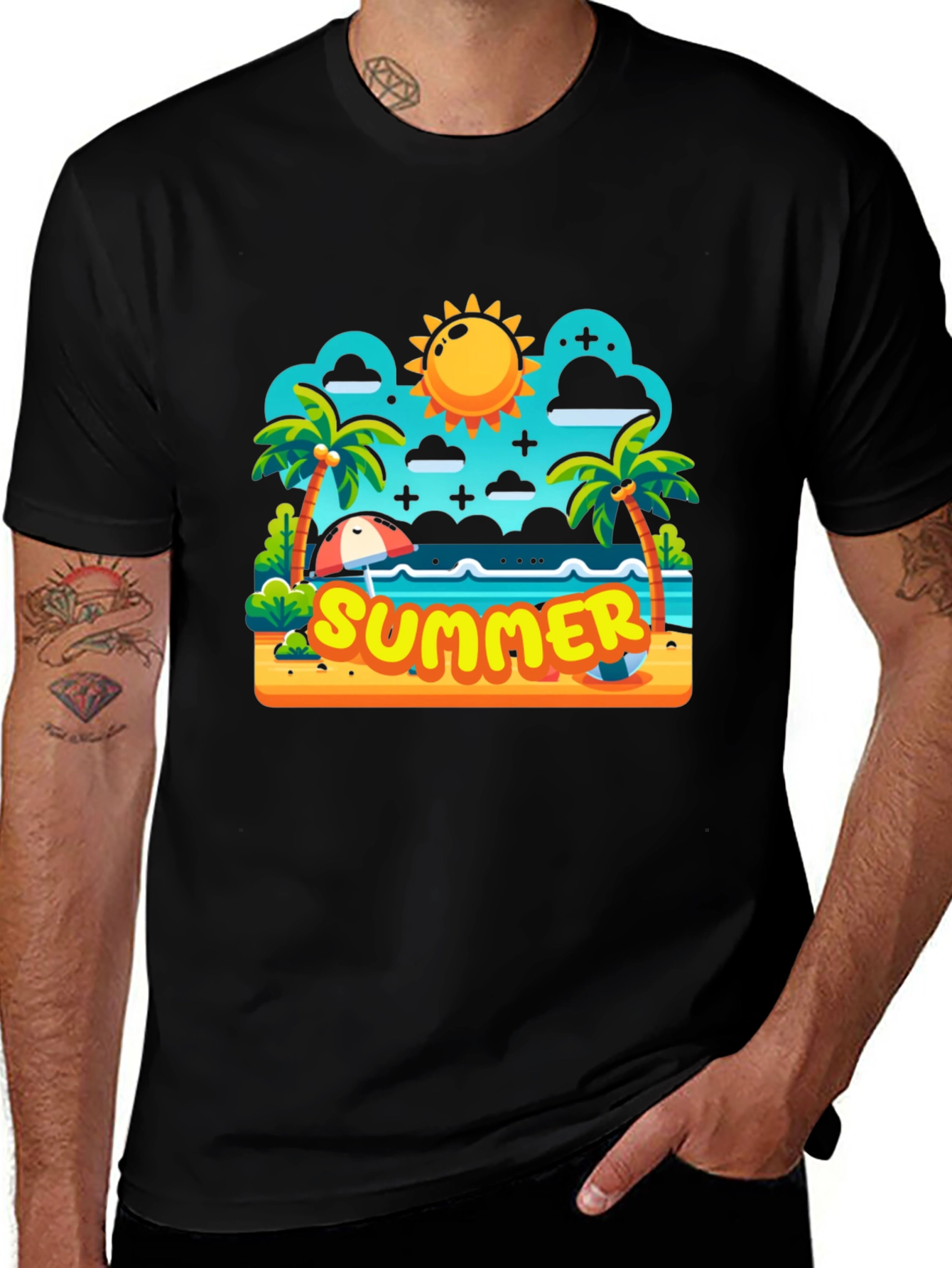 Variant 2 of Summer Beach Cartoon Graphic T-Shirt