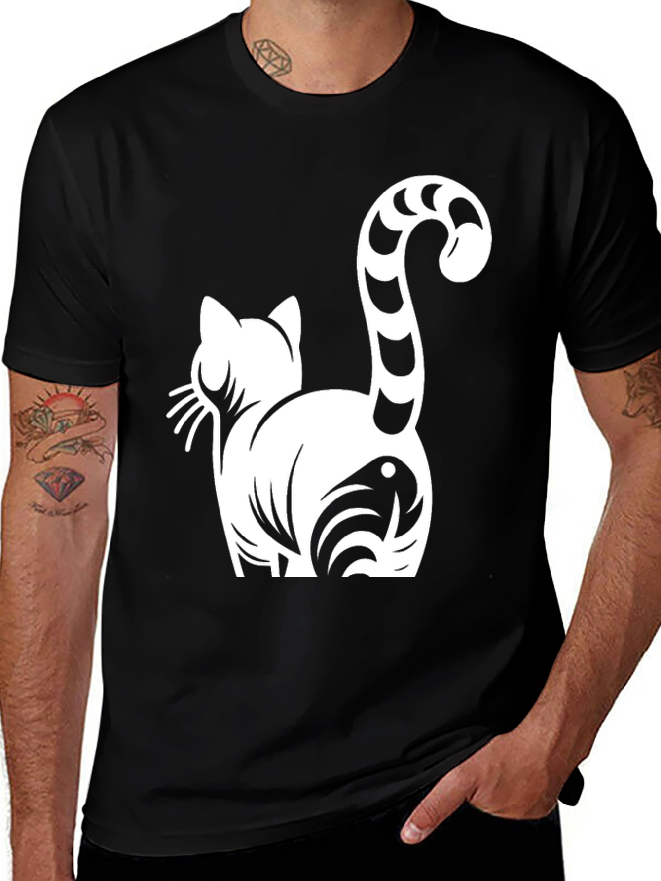 Variant 6 of Cat Butt Funny Graphic Tee - Black
