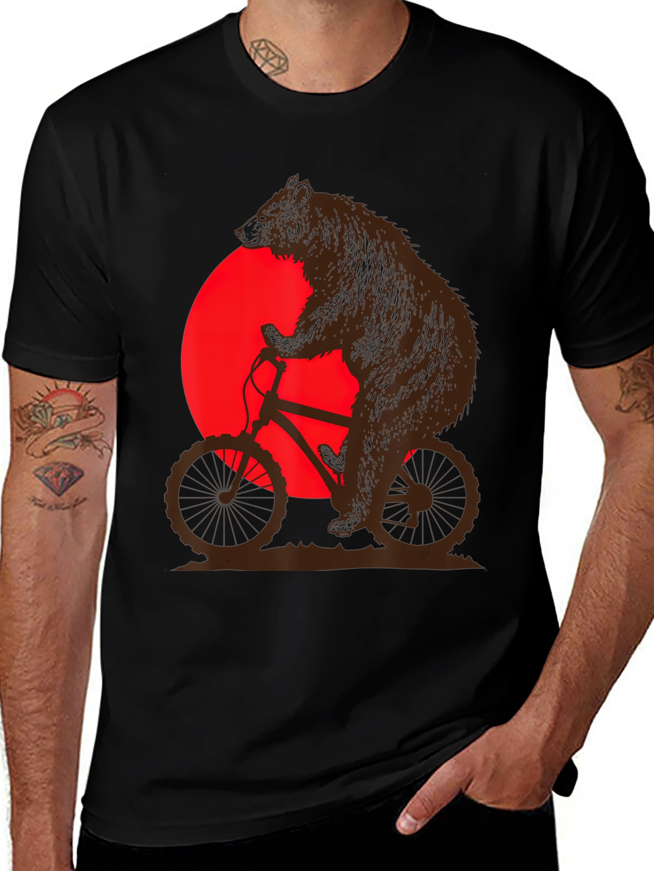 Variant 16 of Bear on Bike Graphic Tee - Men's Black T-Shirt