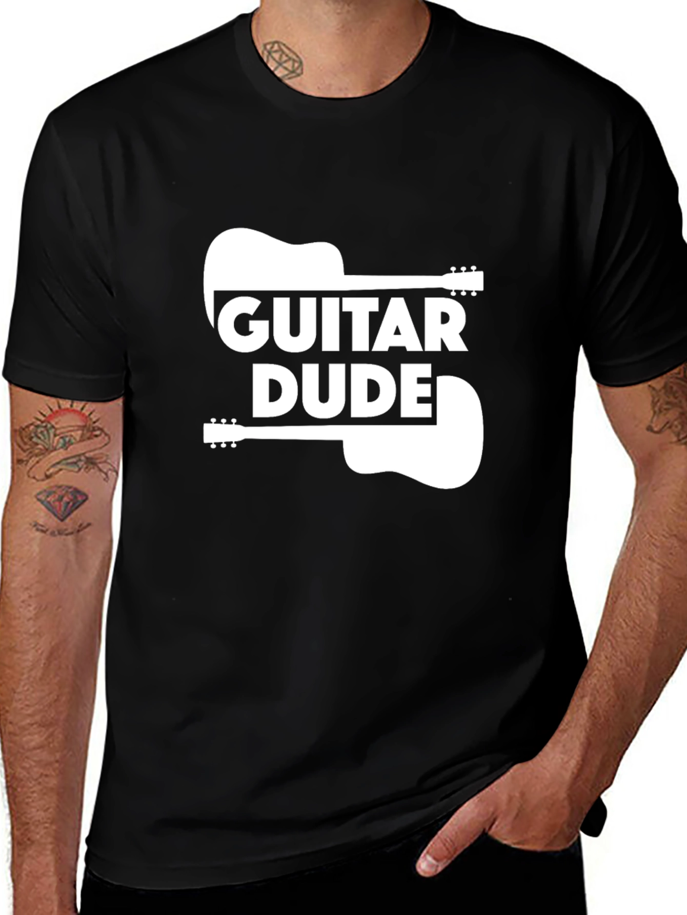 Variant 12 of Guitar Dude Graphic Tee - Black Cotton T-Shirt