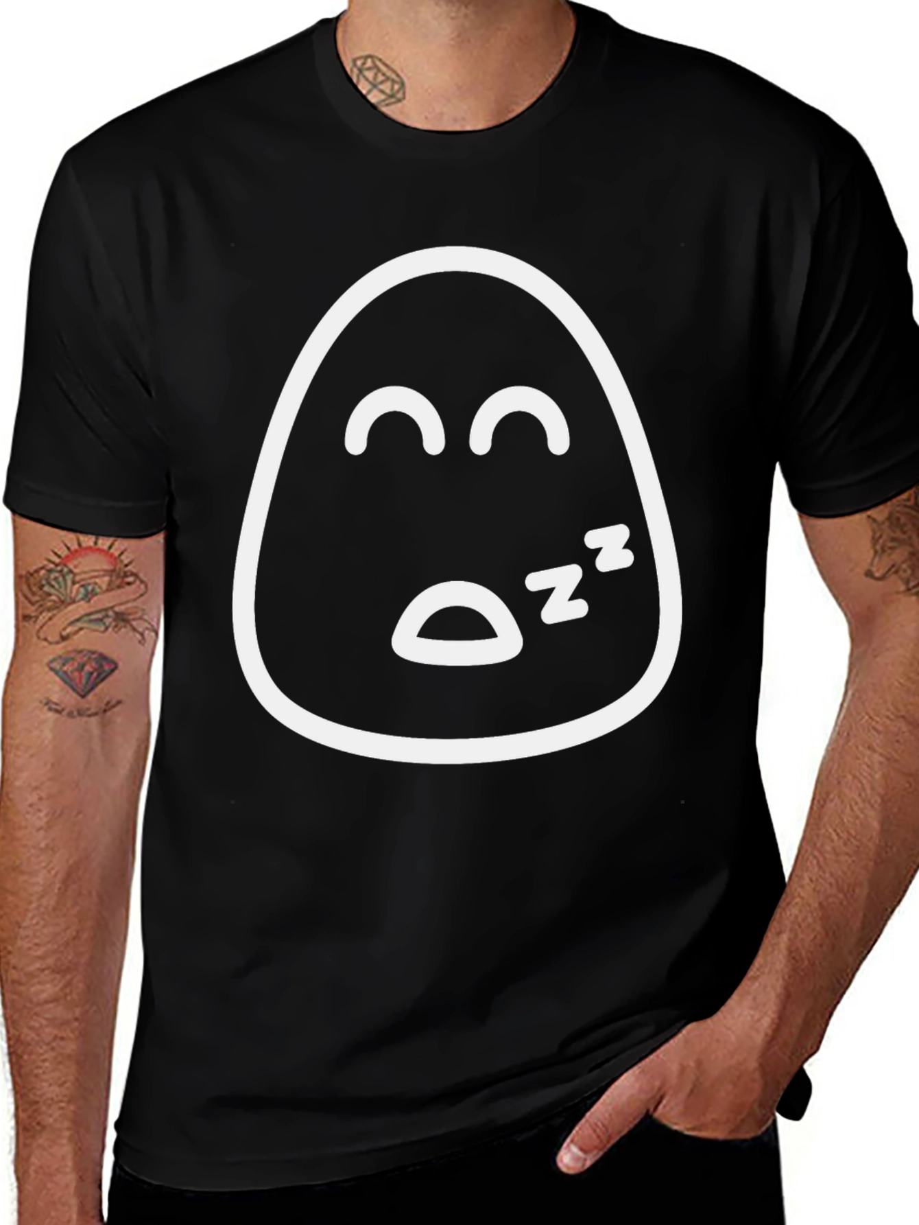 Variant 26 of Sleepy Emoji Graphic Tee - Black Cotton Comfort