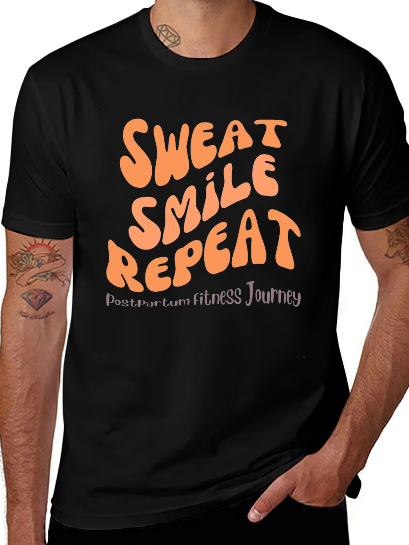 Variant 20 of Sweat Smile Repeat Postpartum Fitness T-Shirt