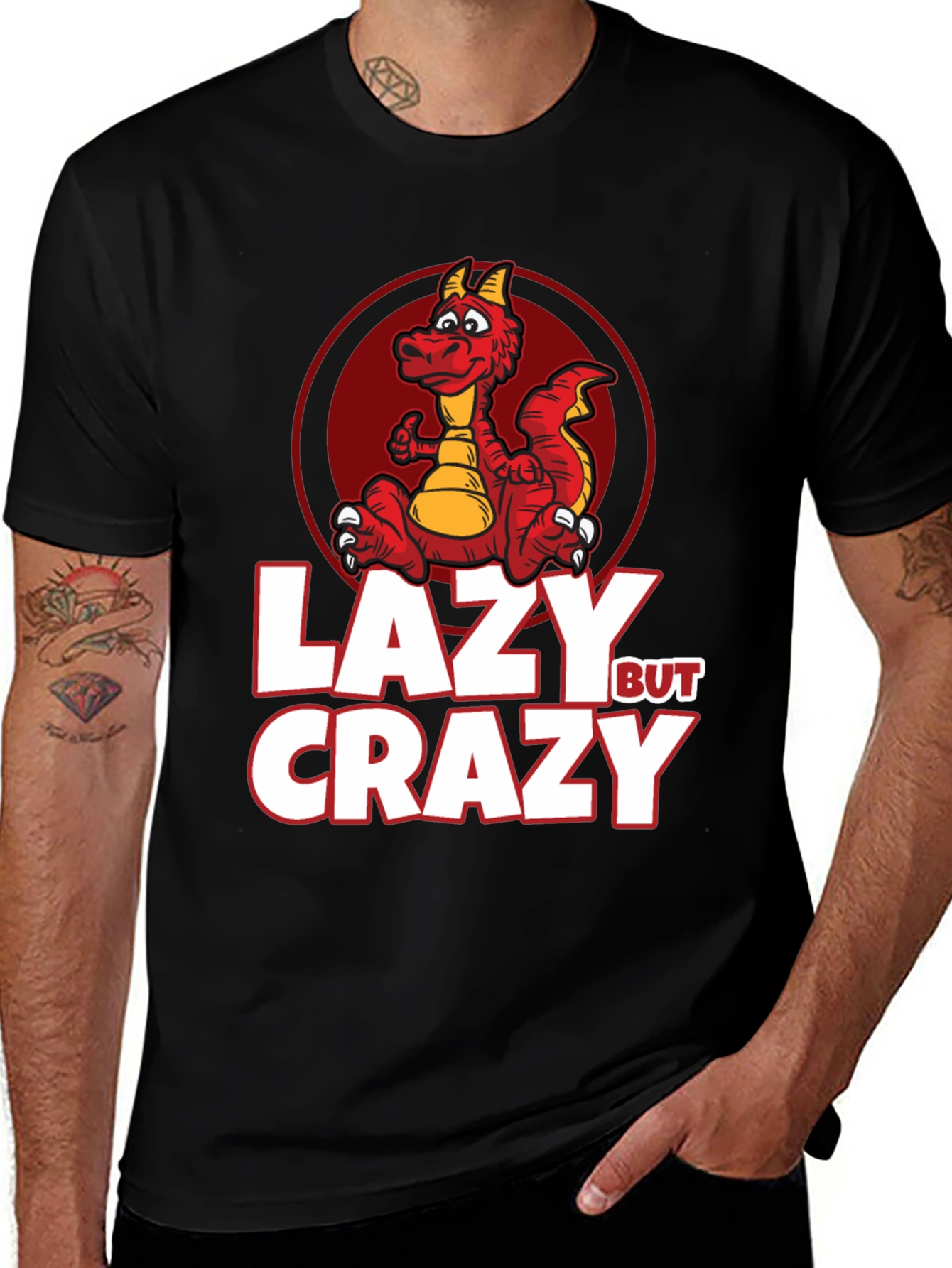 Variant 7 of Lazy But Crazy Dragon Graphic Tee