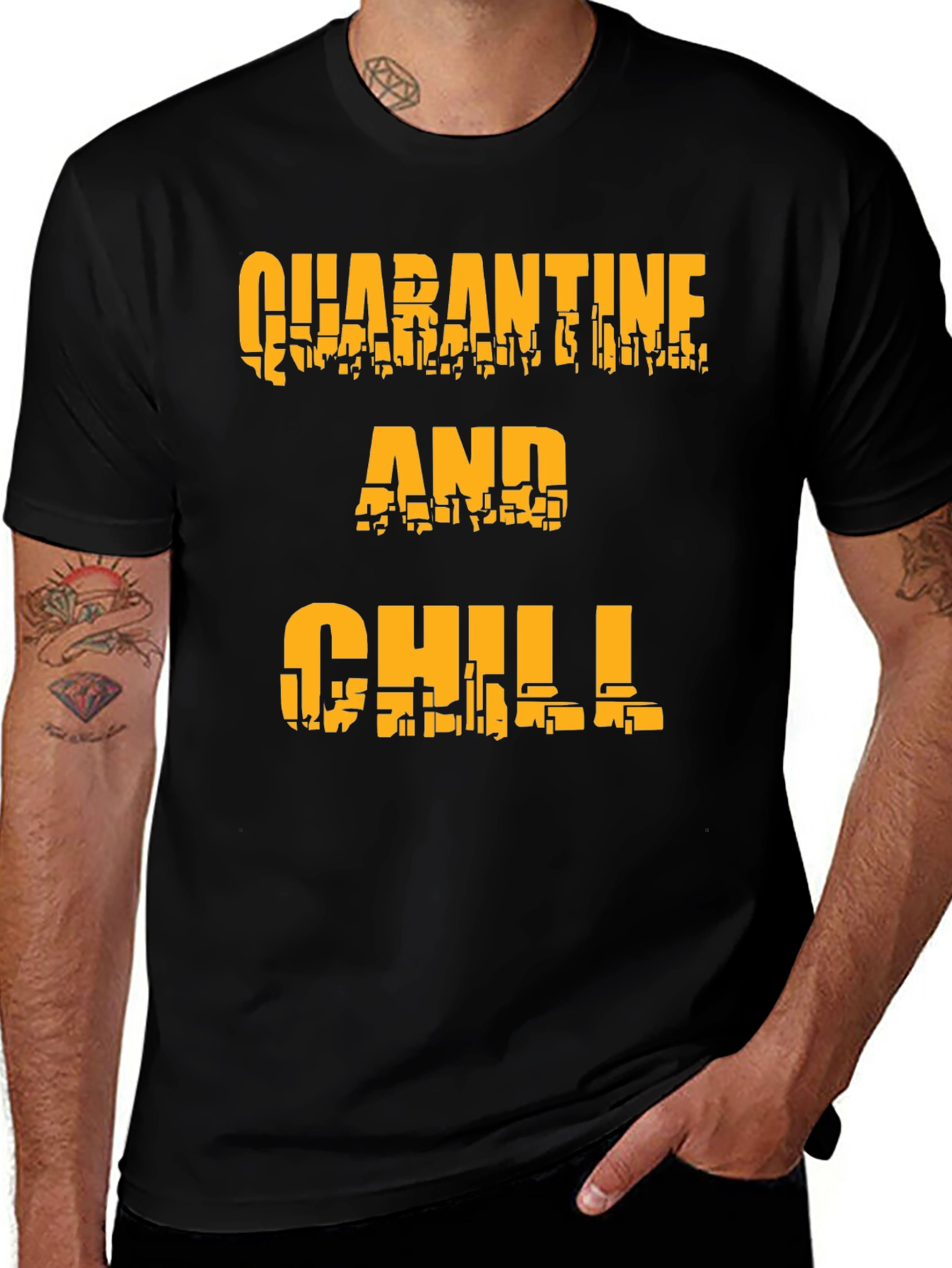 Variant 4 of Quarantine and Chill Black Graphic Tee
