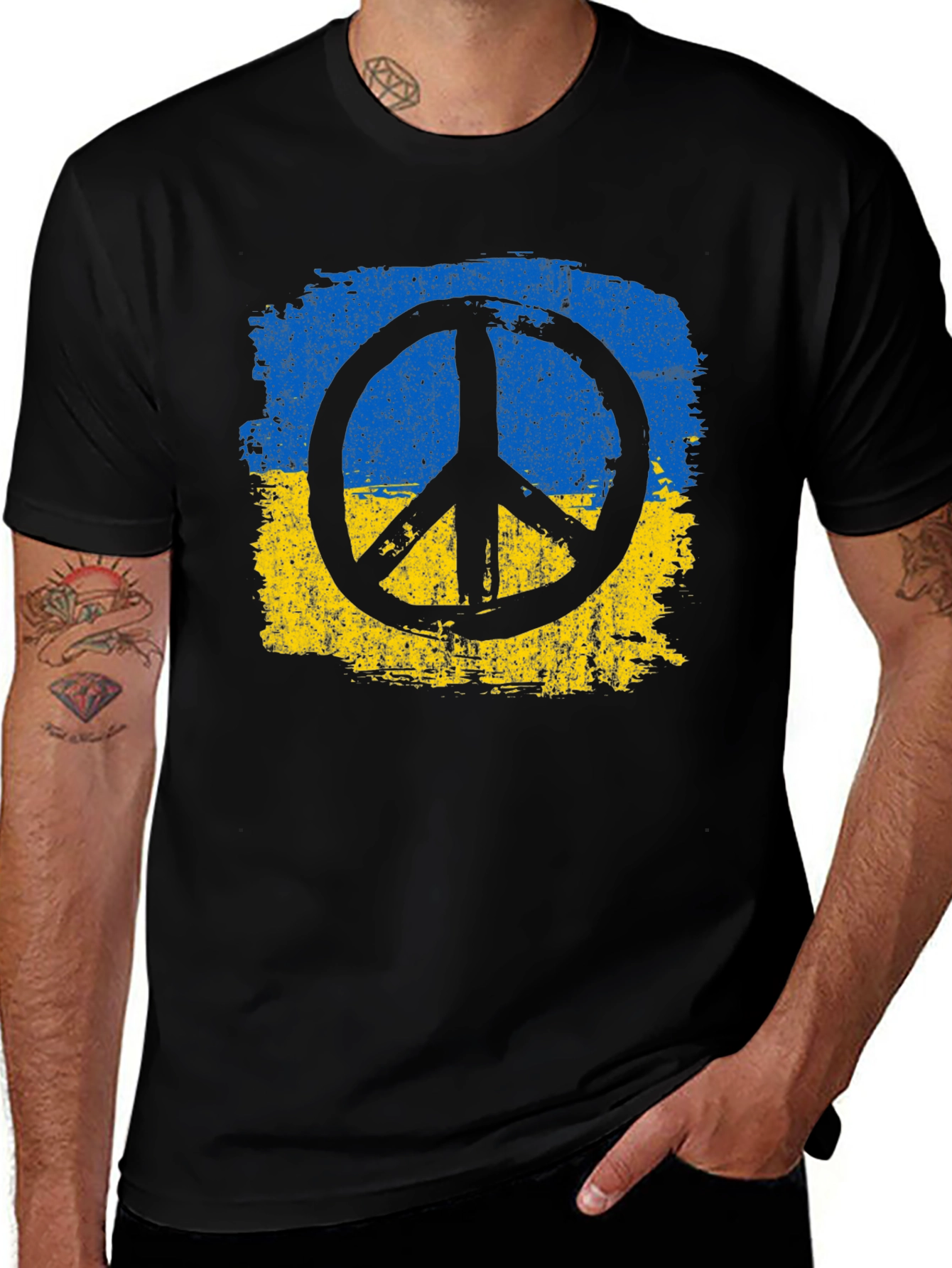 Ukraine Peace T-Shirt - Black Cotton Tee