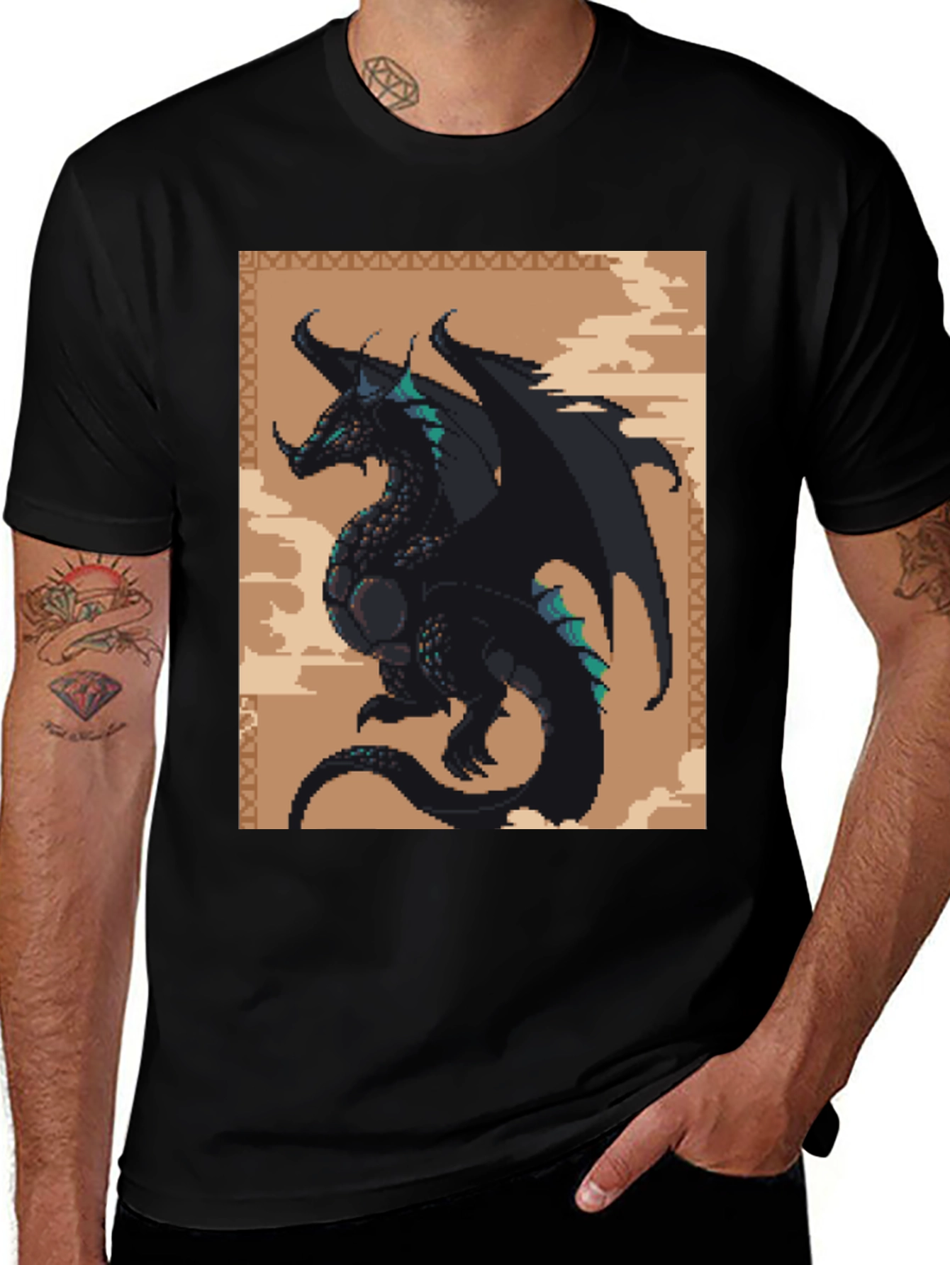 Variant 18 of Pixel Dragon Black T-Shirt