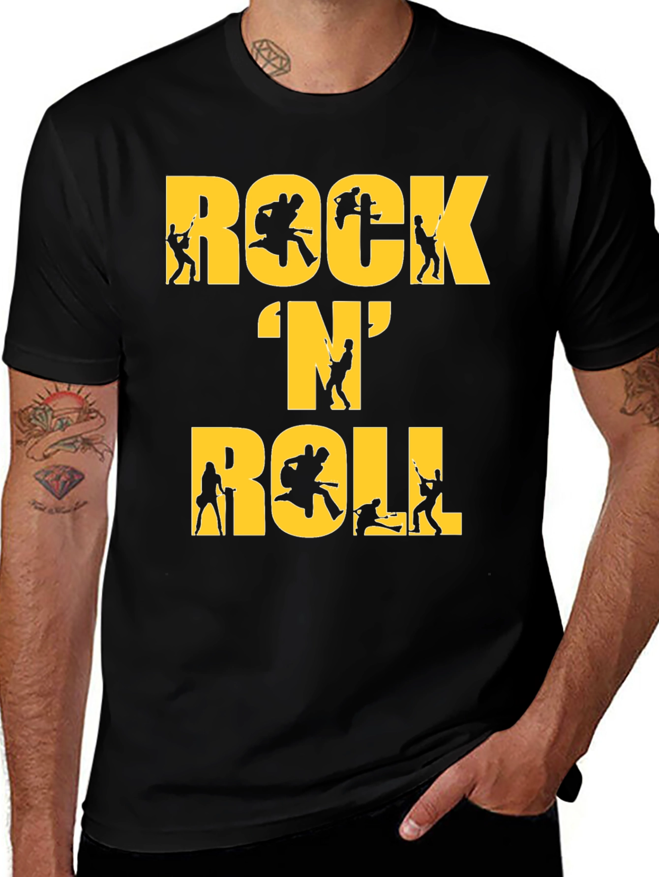 Variant 8 of Rock N' Roll Graphic Tee - Black Cotton T-Shirt