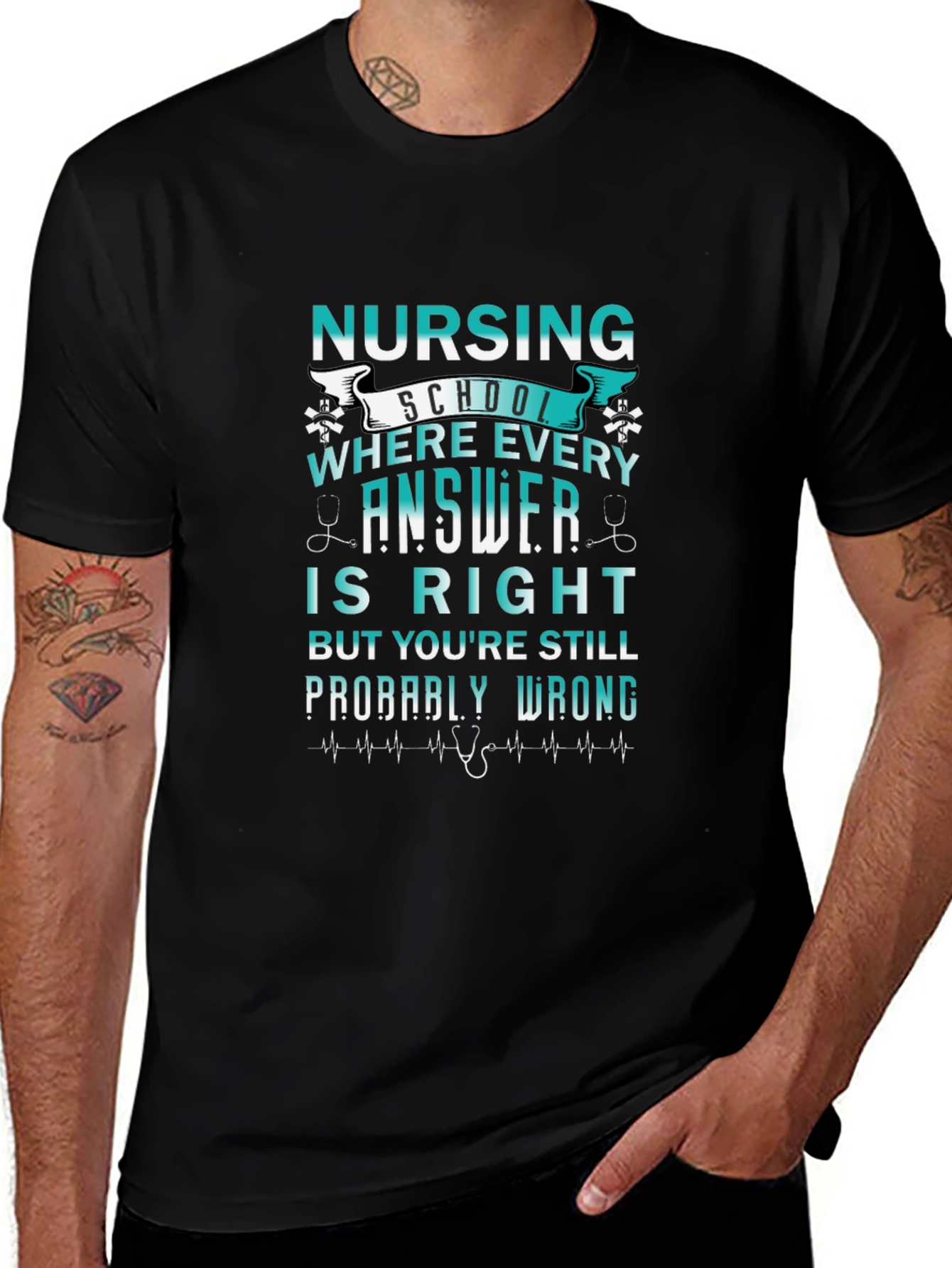 Variant 15 of Nursing School Humor T-Shirt - Right or Wrong