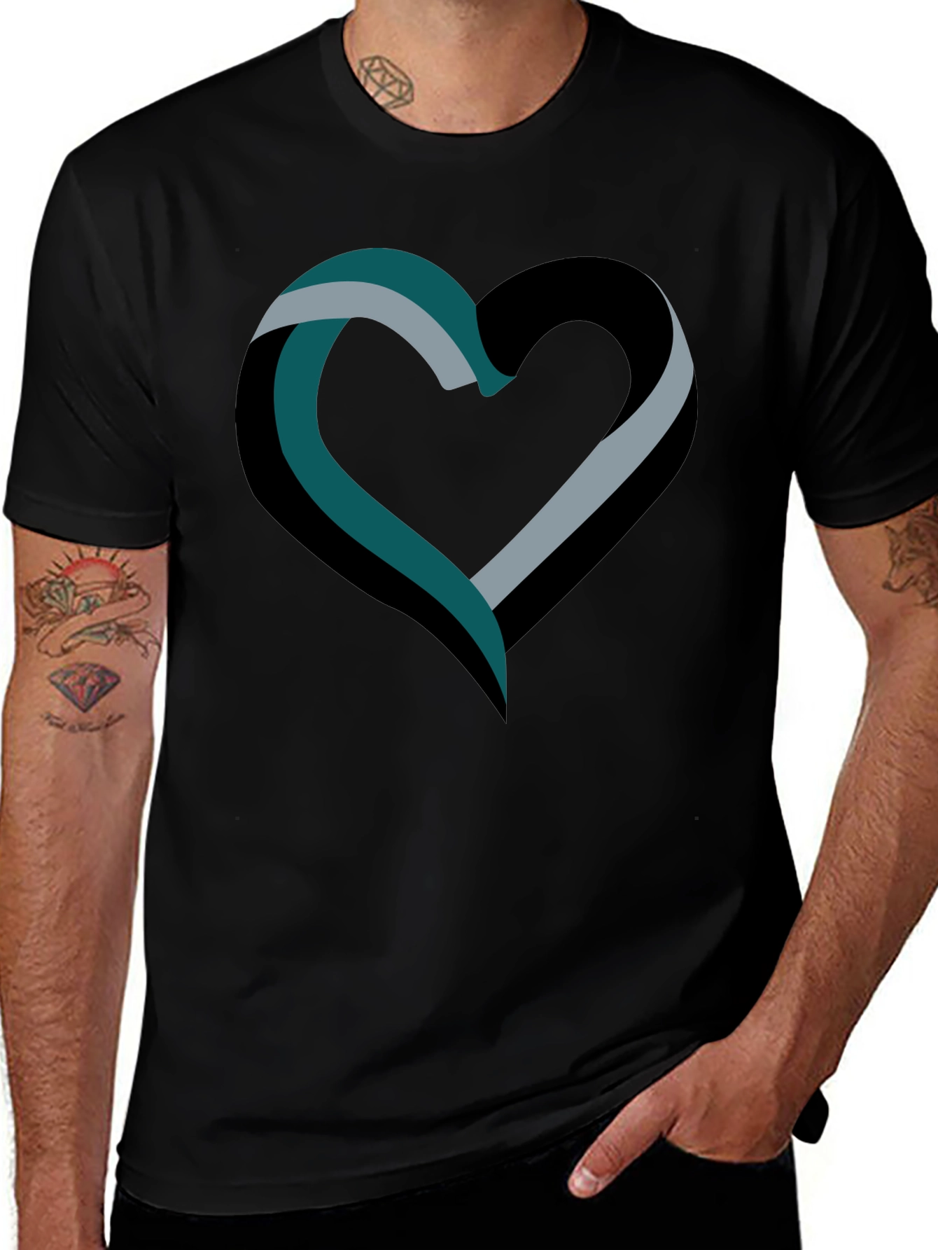 Variant 21 of Heart Ribbon Graphic Tee - Modern Casual Style