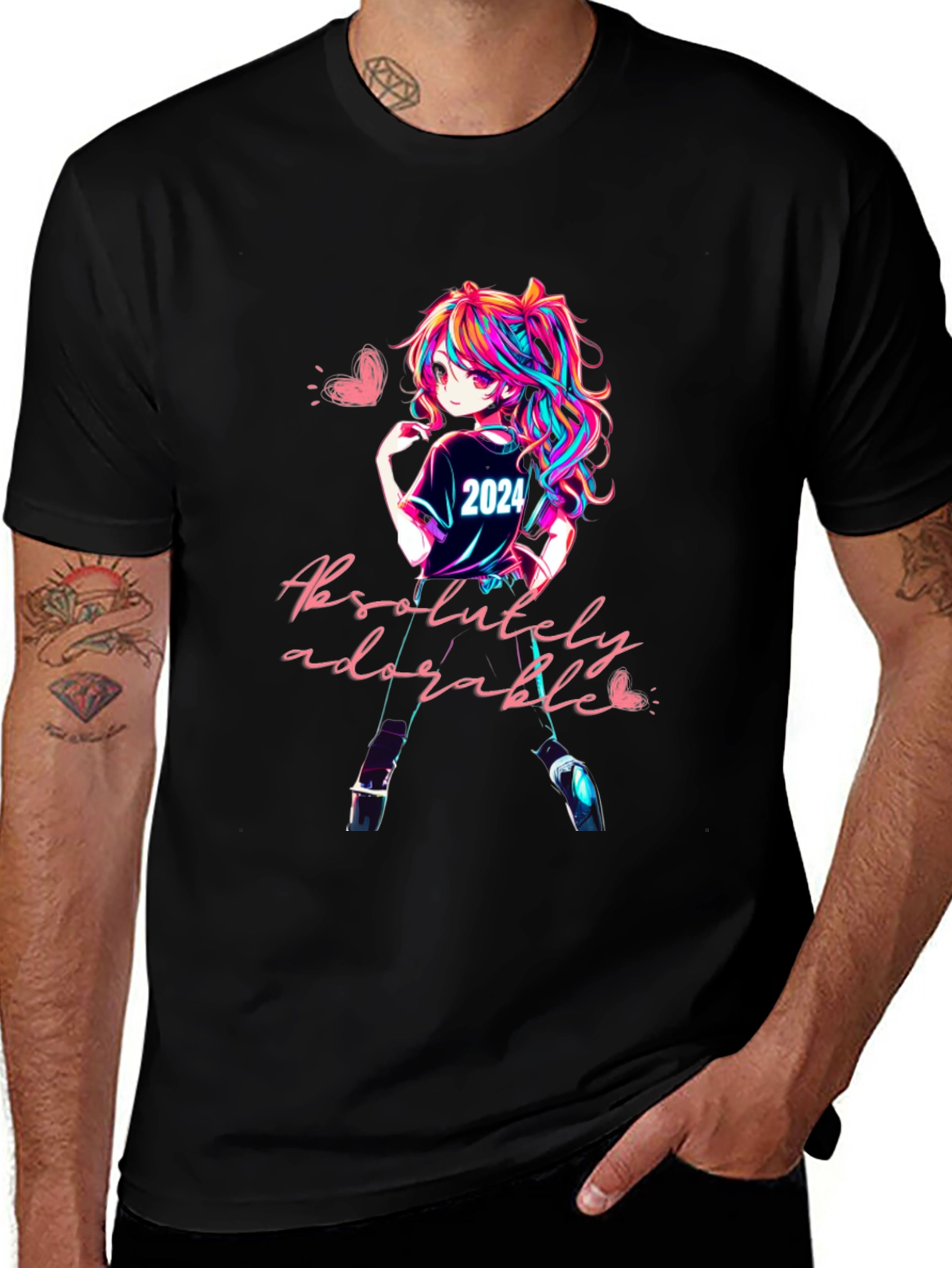 Variant 9 of Absolutely Adorable 2024 Anime Girl Black T-Shirt