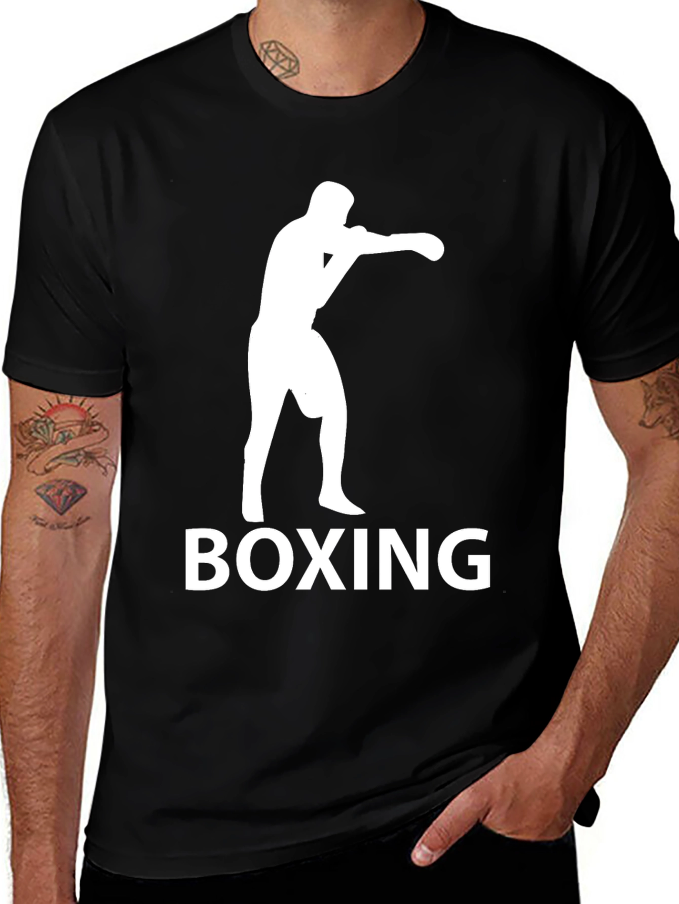 Variant 16 of Boxing Graphic T-Shirt - Black Cotton Tee