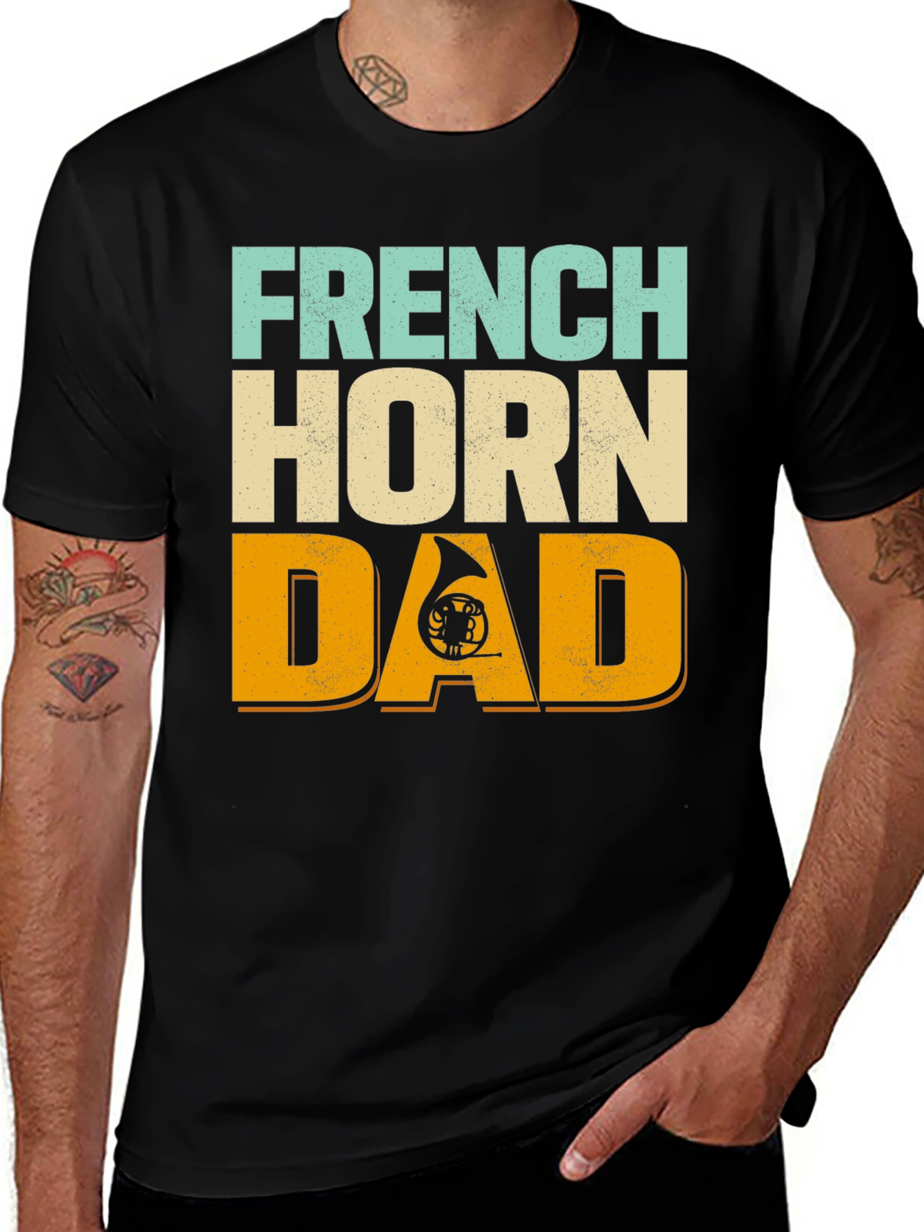 Variant 21 of French Horn Dad T-Shirt - Musical Instrument Tee