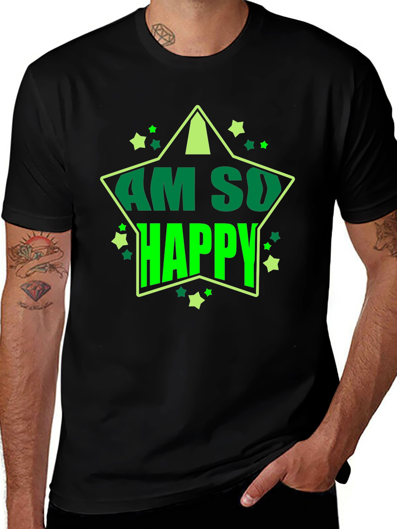 Variant 23 of Am So Happy Graphic Tee - Trendy Star Design