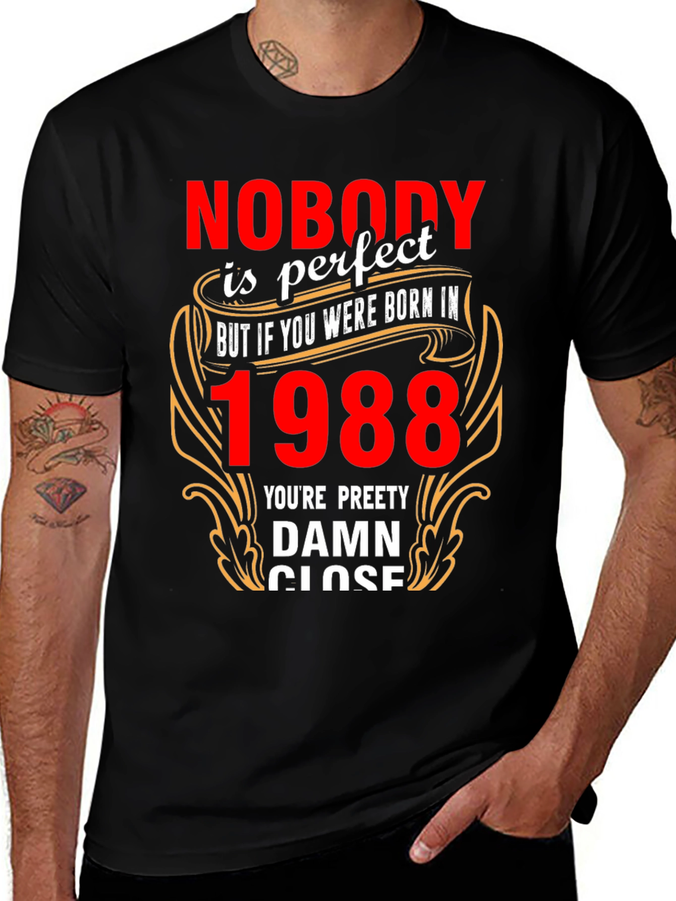 Variant 4 of Born in 1988 T-Shirt: Nobody is Perfect Design