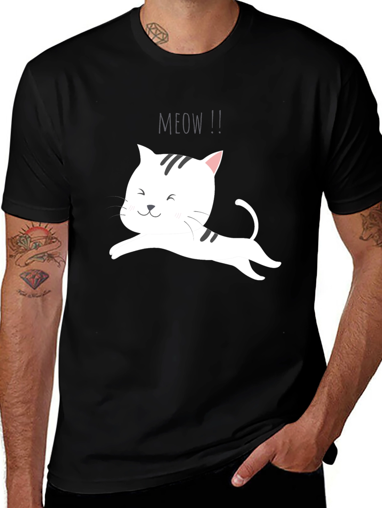 Variant 29 of Cute Kitten Graphic Black Tee Shirt