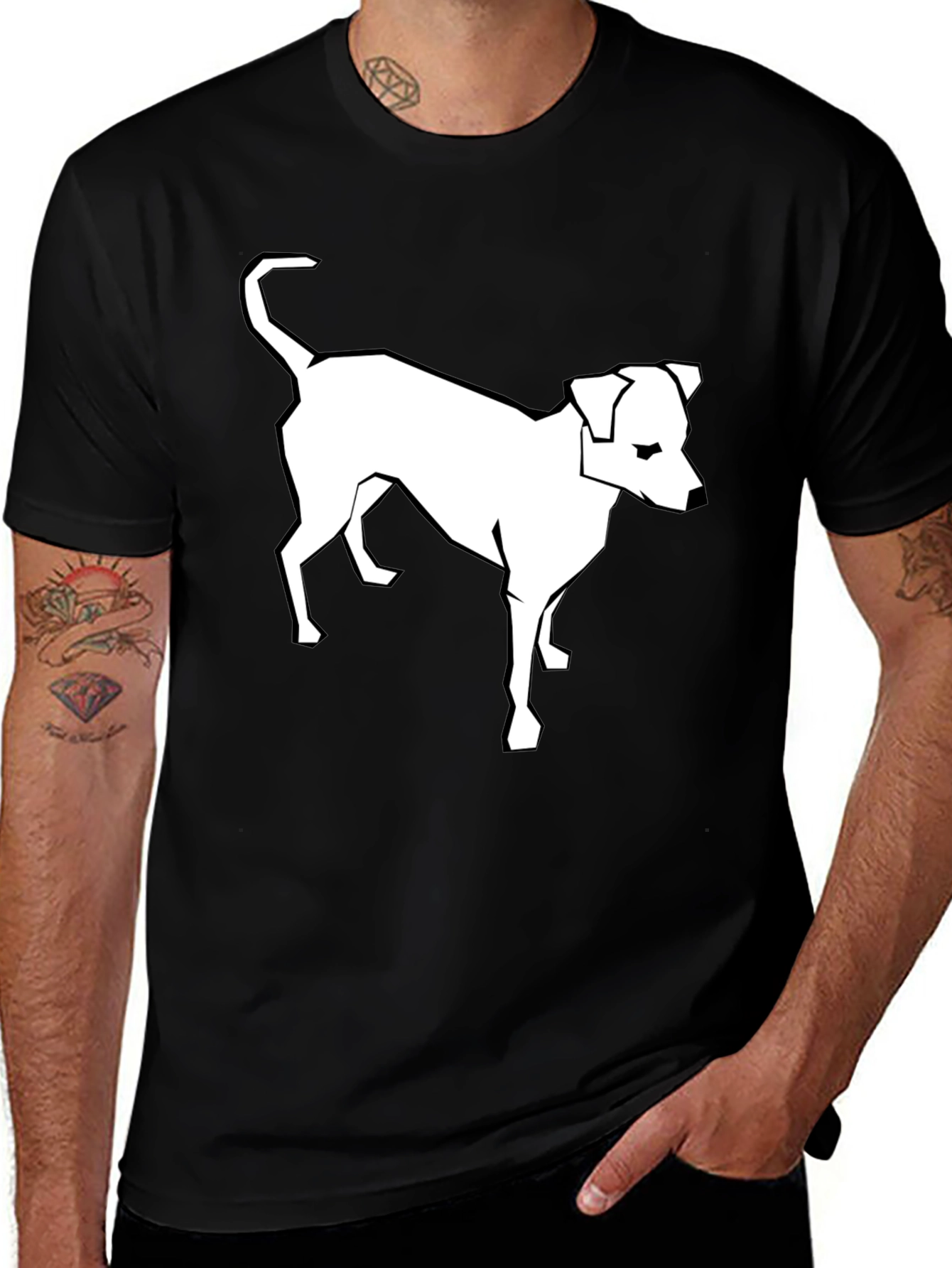 Variant 5 of Geometric Dog Graphic Tee - Black