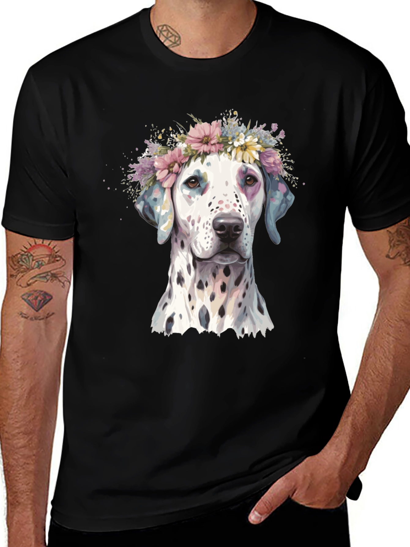 Variant 9 of Dog Flower Crown Graphic T-Shirt