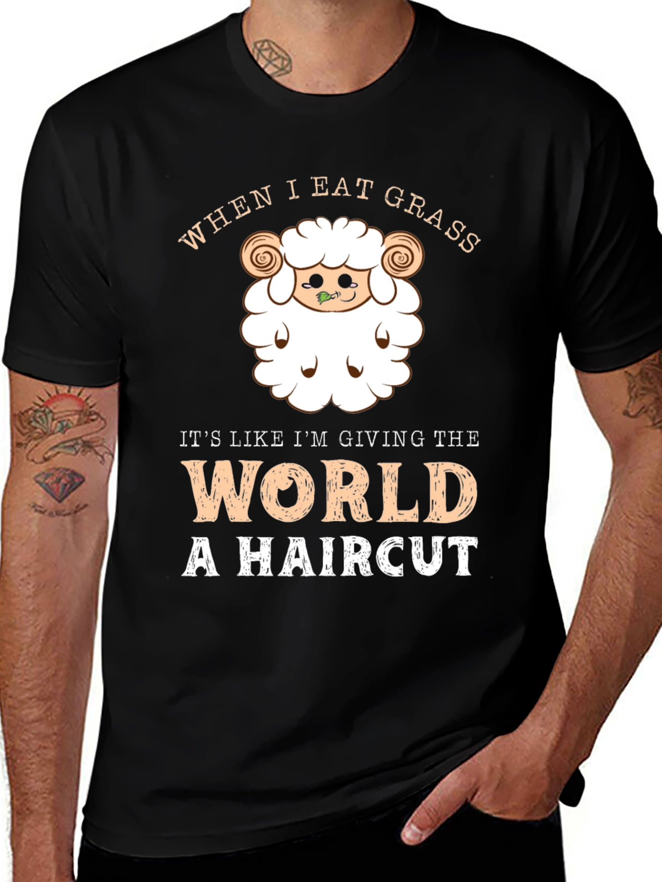 Variant 27 of Funny Sheep Haircut Graphic T-Shirt