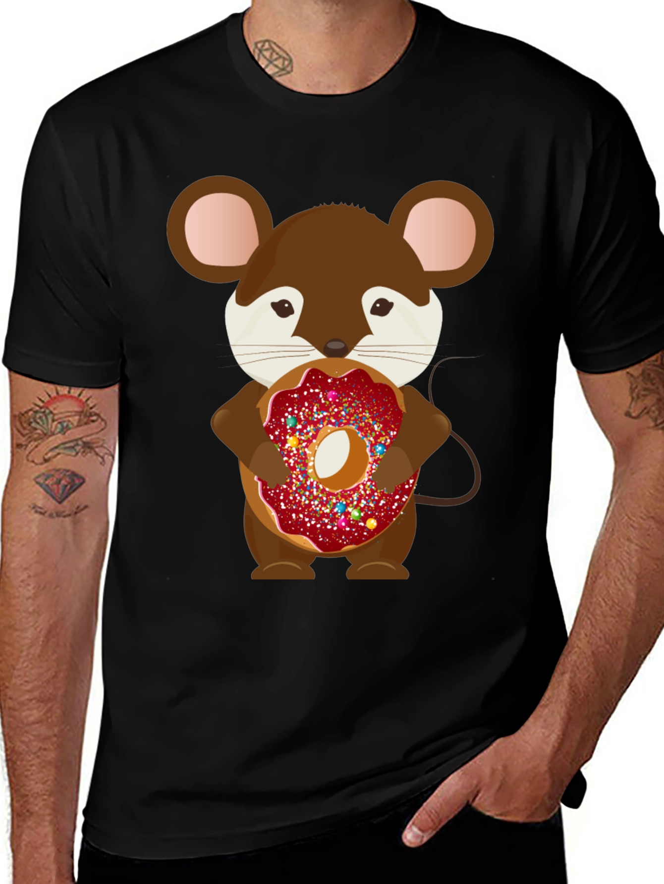 Variant 12 of Mouse with Donut Graphic Tee - Cute Cartoon Design